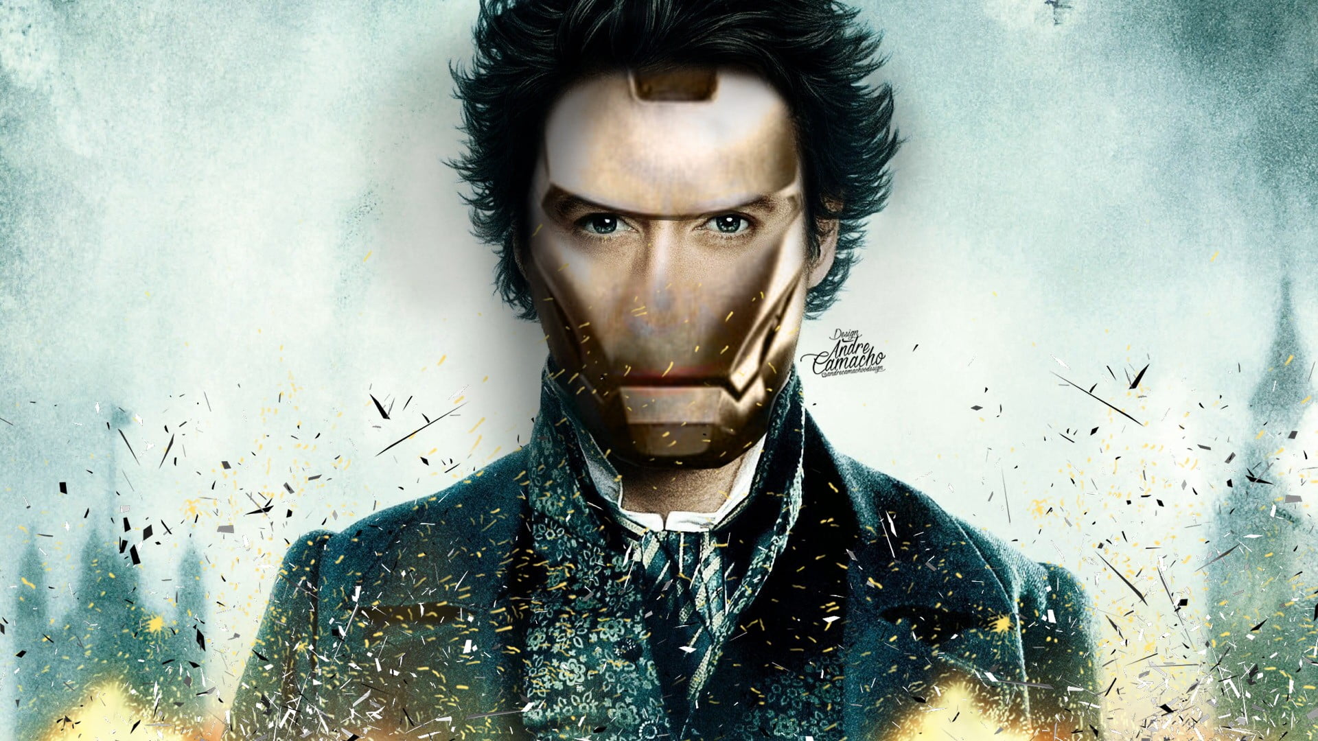 mid adult, aggression, real people, young men, photo manipulation, studio shot, sign, looking at camera, front view, headshot, sherlock, iron, crossover, HD Wallpaper