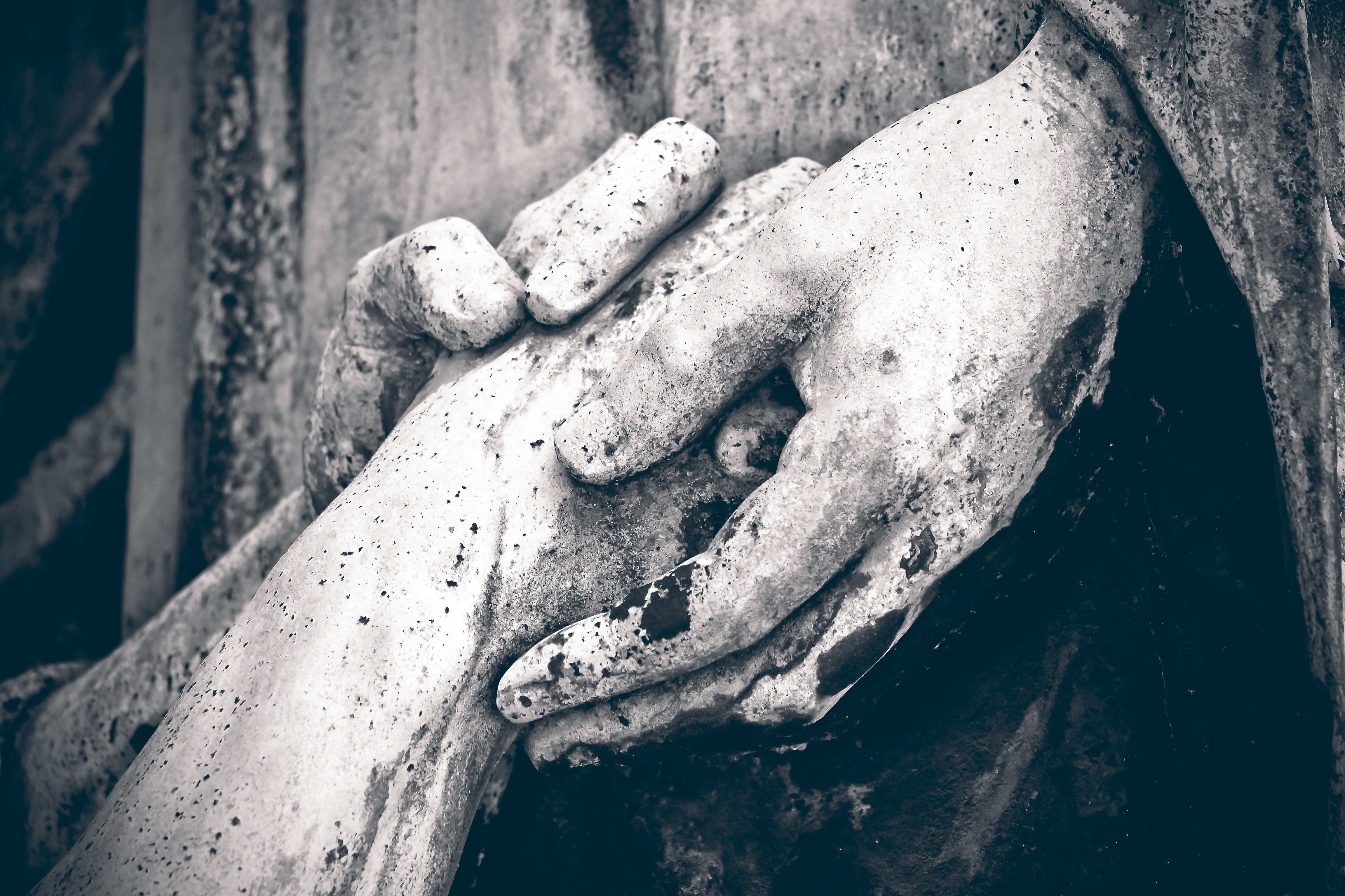 old, mystical, grave, textured, focus on foreground, human body part, run-down, indoors, memory, damaged, statue, dirty, 4K, sculpture, faith, transience, HD Wallpaper