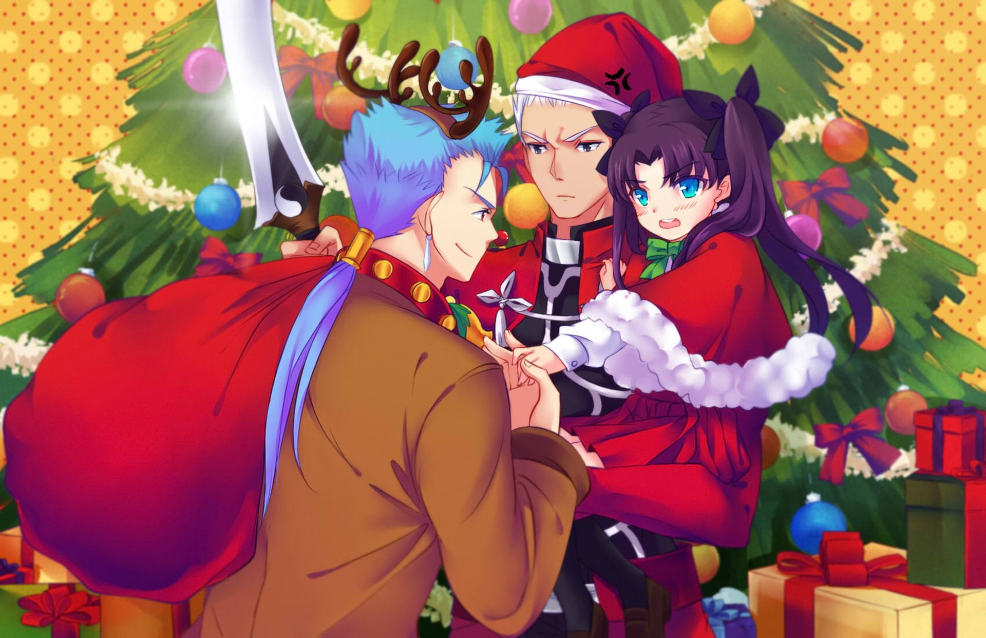 1080P, Fate Series, Archer (Fate/Stay Night), Fate/Stay Night, Rin Tohsaka, Lancer (Fate/Stay Night), HD Wallpaper