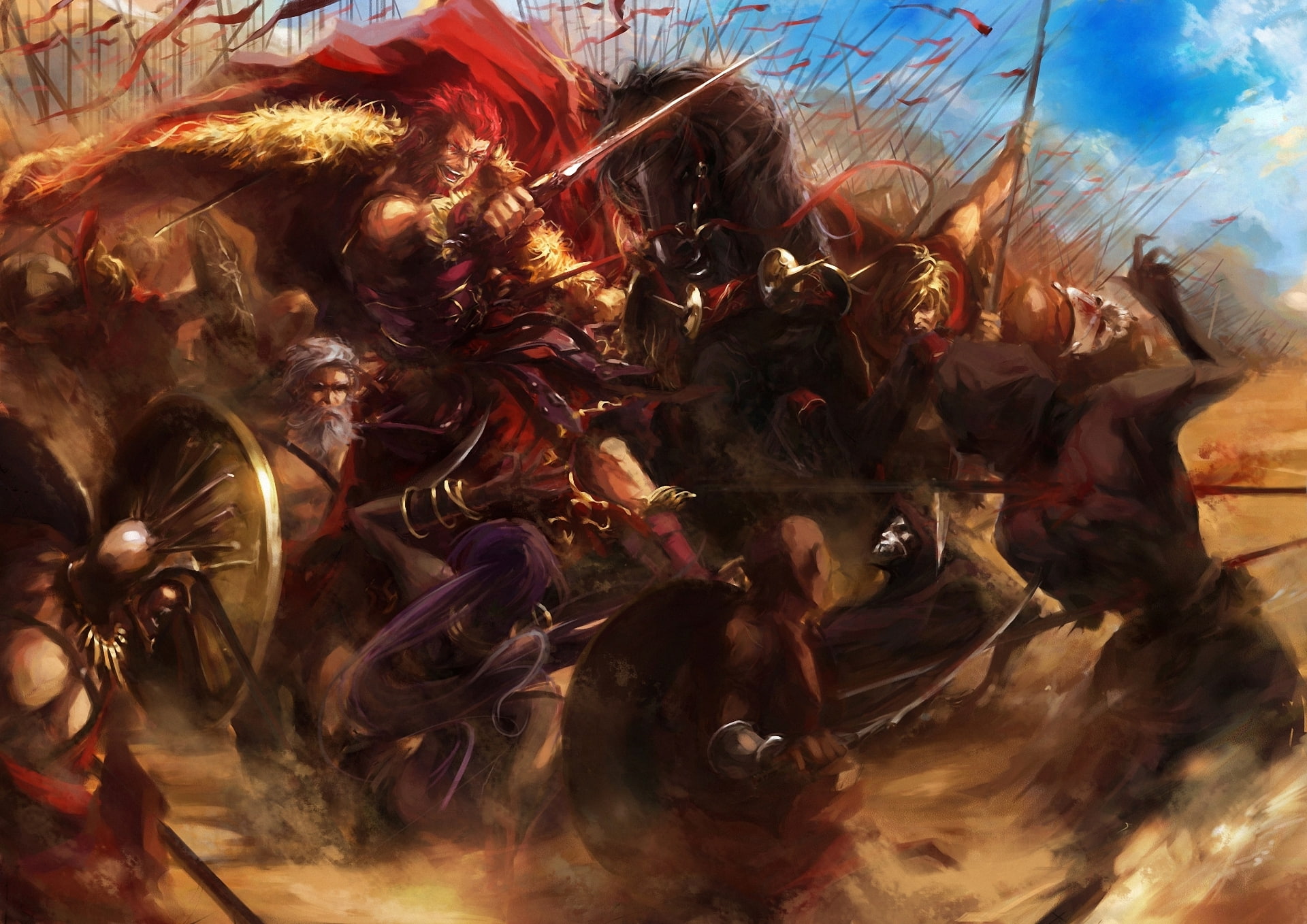 rider, warrior, weapons, 1080P, battle, stay, war, fantasy, fate, night, assassin, HD Wallpaper