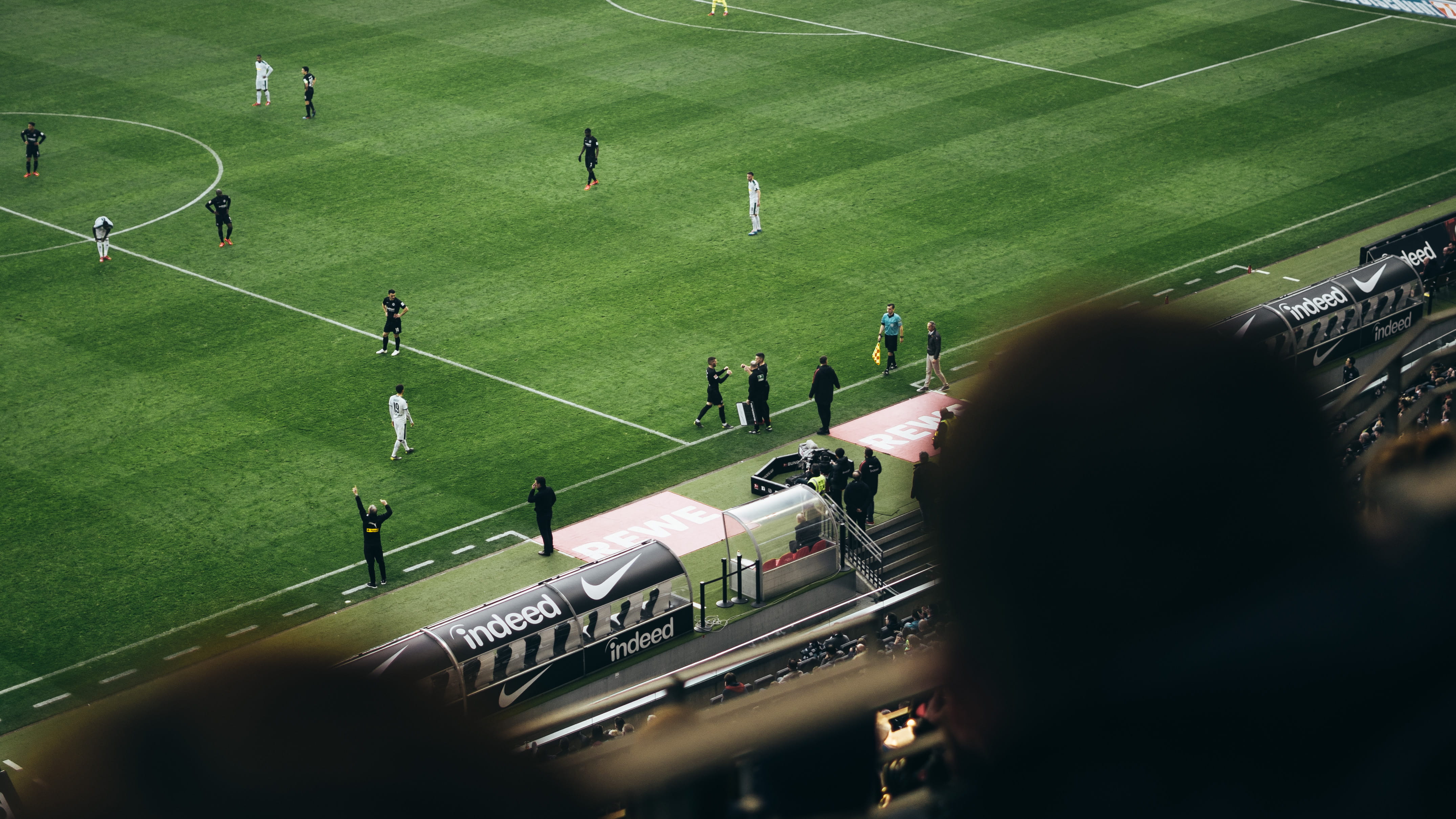commerzbank arena, team sport, competition, building, soccer, germany, stadium, playing field, green color, group of people, 4K, competitive sport, real people, HD Wallpaper