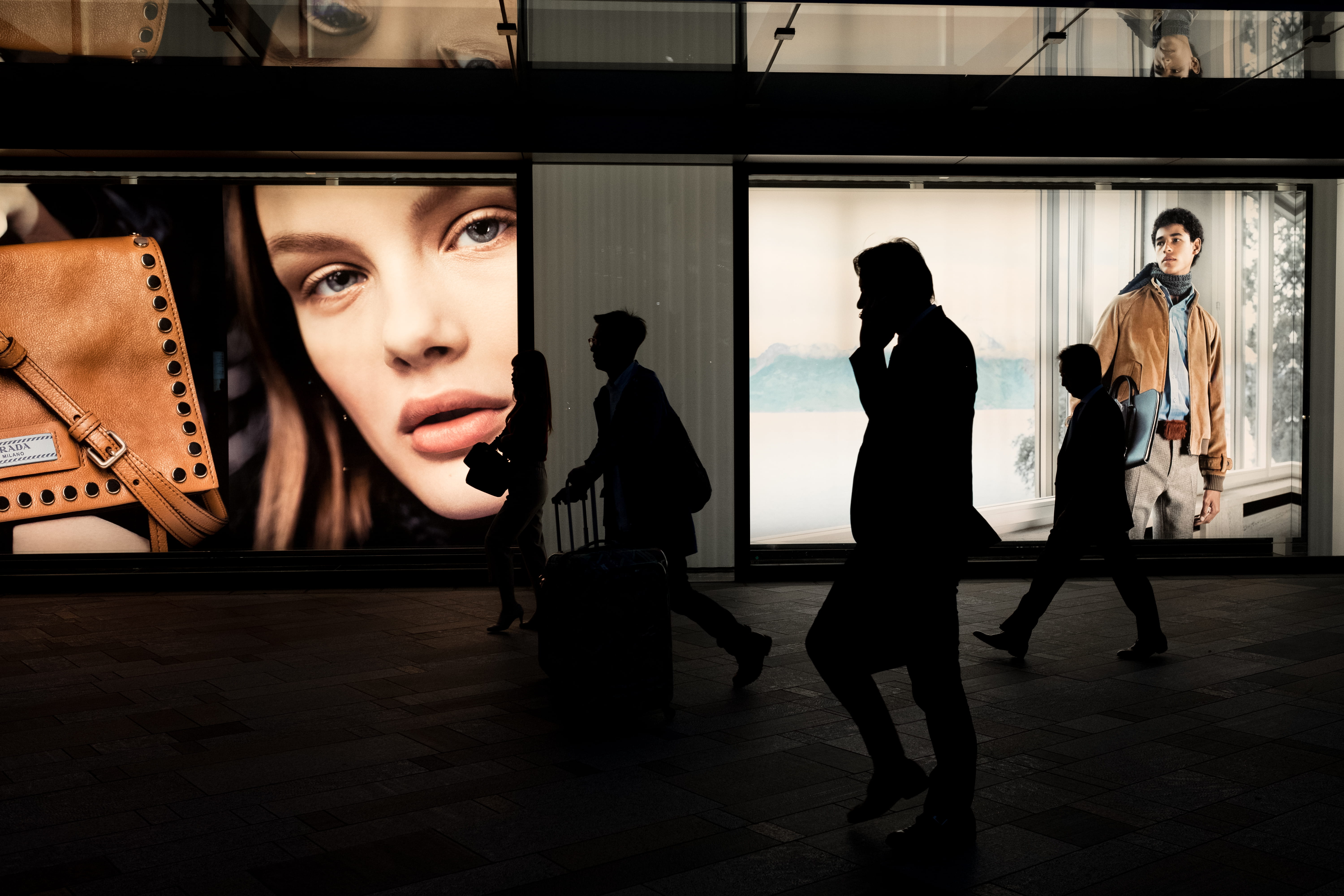 persons, young men, streetscape, standing, young adult, retail, lifestyles, adverts, beautiful woman, women, shadow, people, walking, billboard, 5K, full length, HD Wallpaper