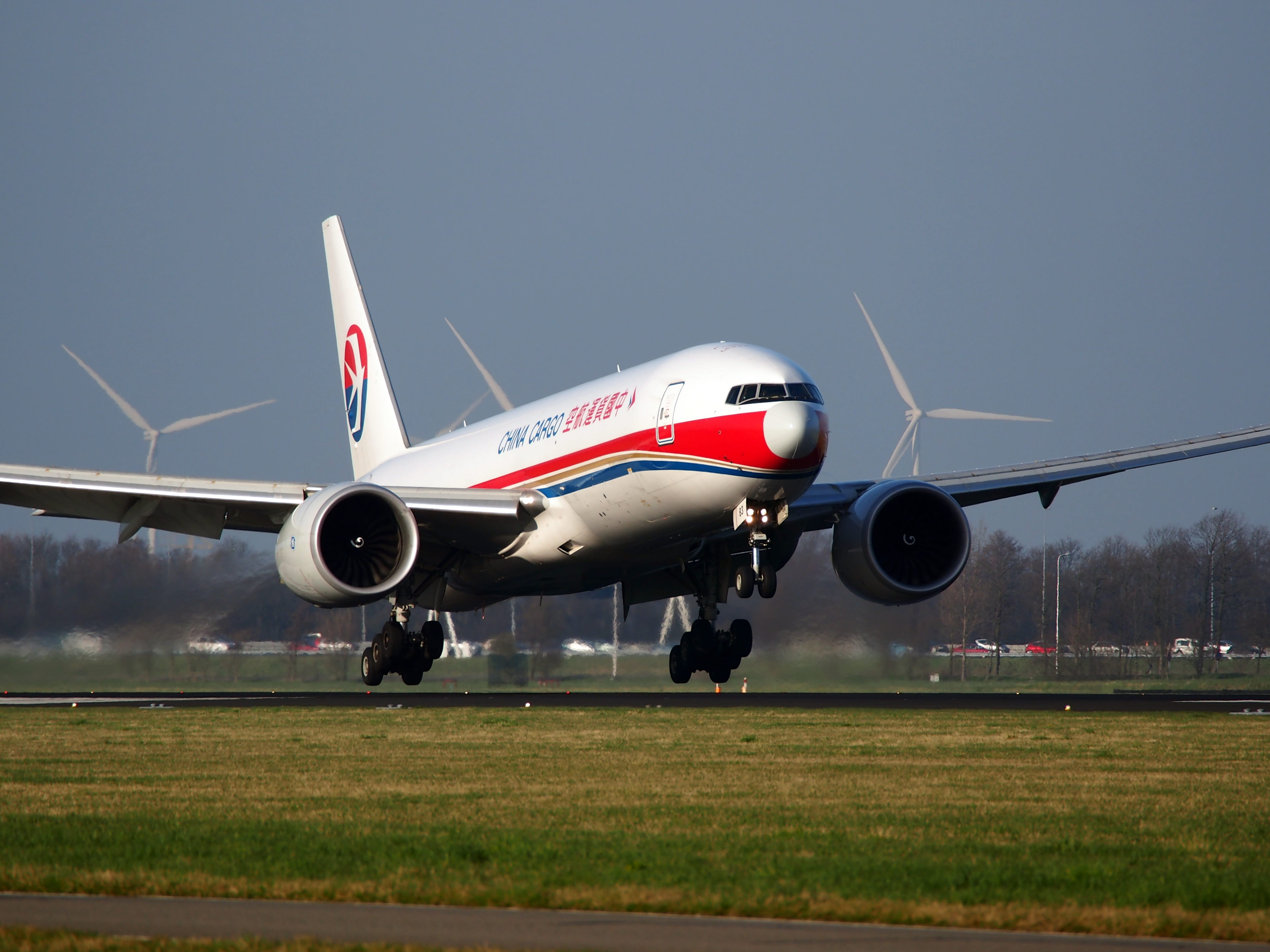 nature, landing, cargo, on the move, land, landing - touching down, airport runway, China Cargo Airlines, travel, clear sky, transportation, day, outdoors, HD Wallpaper