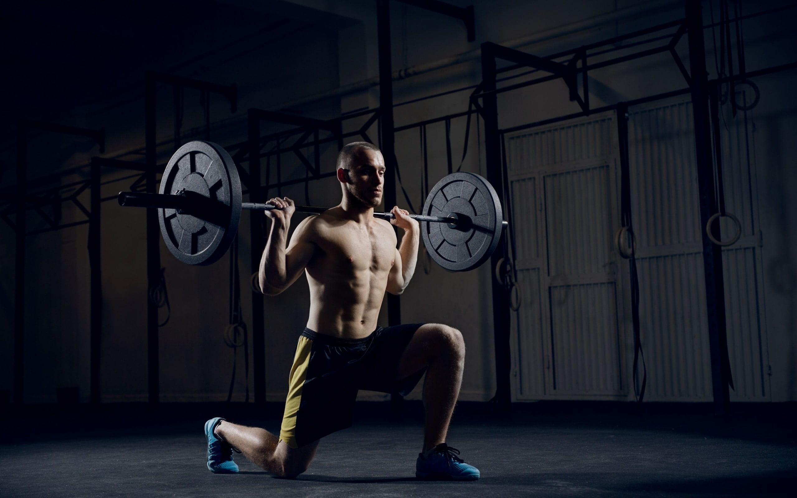 shirtless, men, full length, lifestyles, one person, vitality, hd, exercising, poster, 2K, indoors, muscular build, weight training, workouts, sports, HD Wallpaper