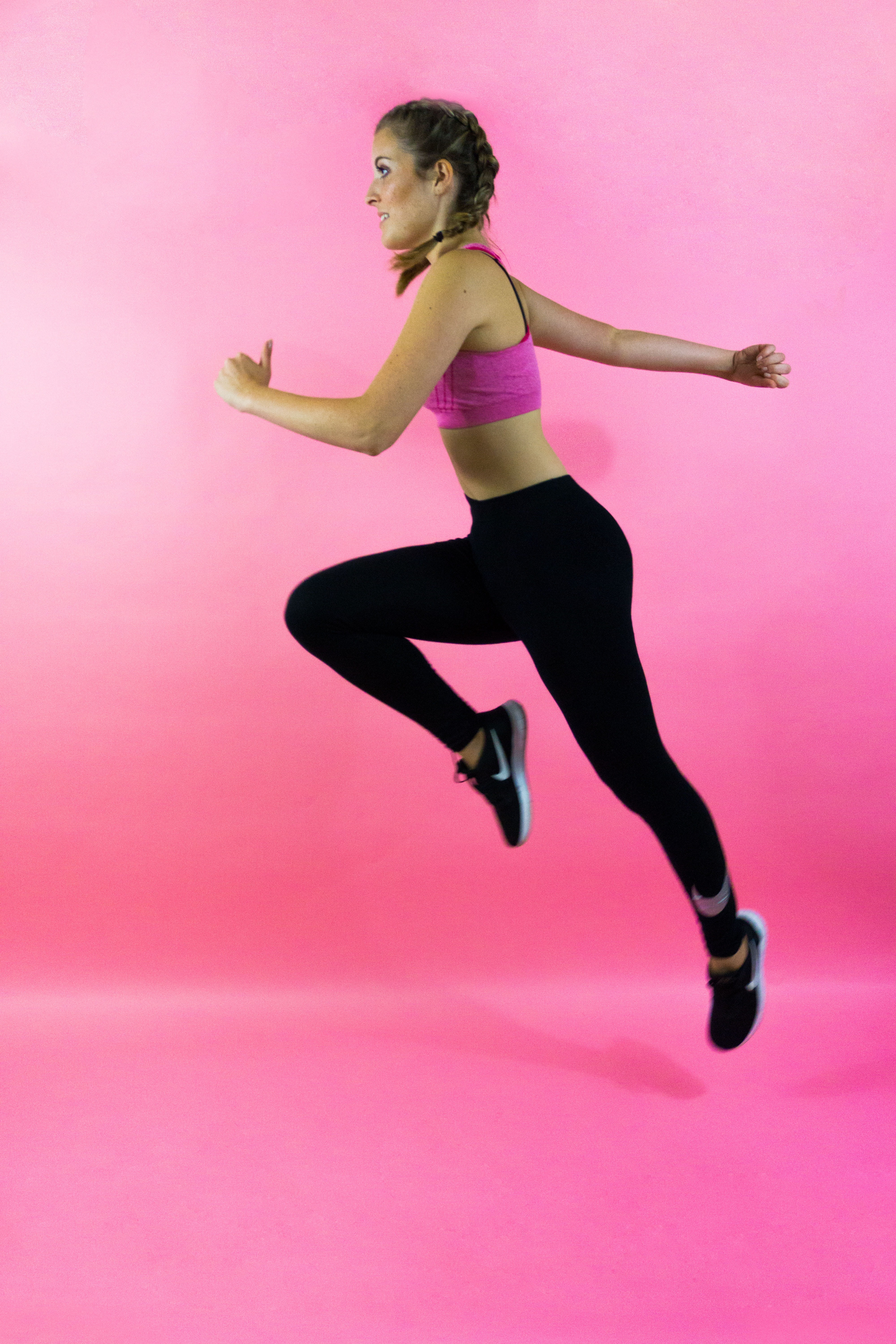 active, pink background, female, endurance, girl, full length, lifestyles, young women, adult, train, fun, force, colored background, move, 5K, shoe, studio shot, Phone HD Wallpaper