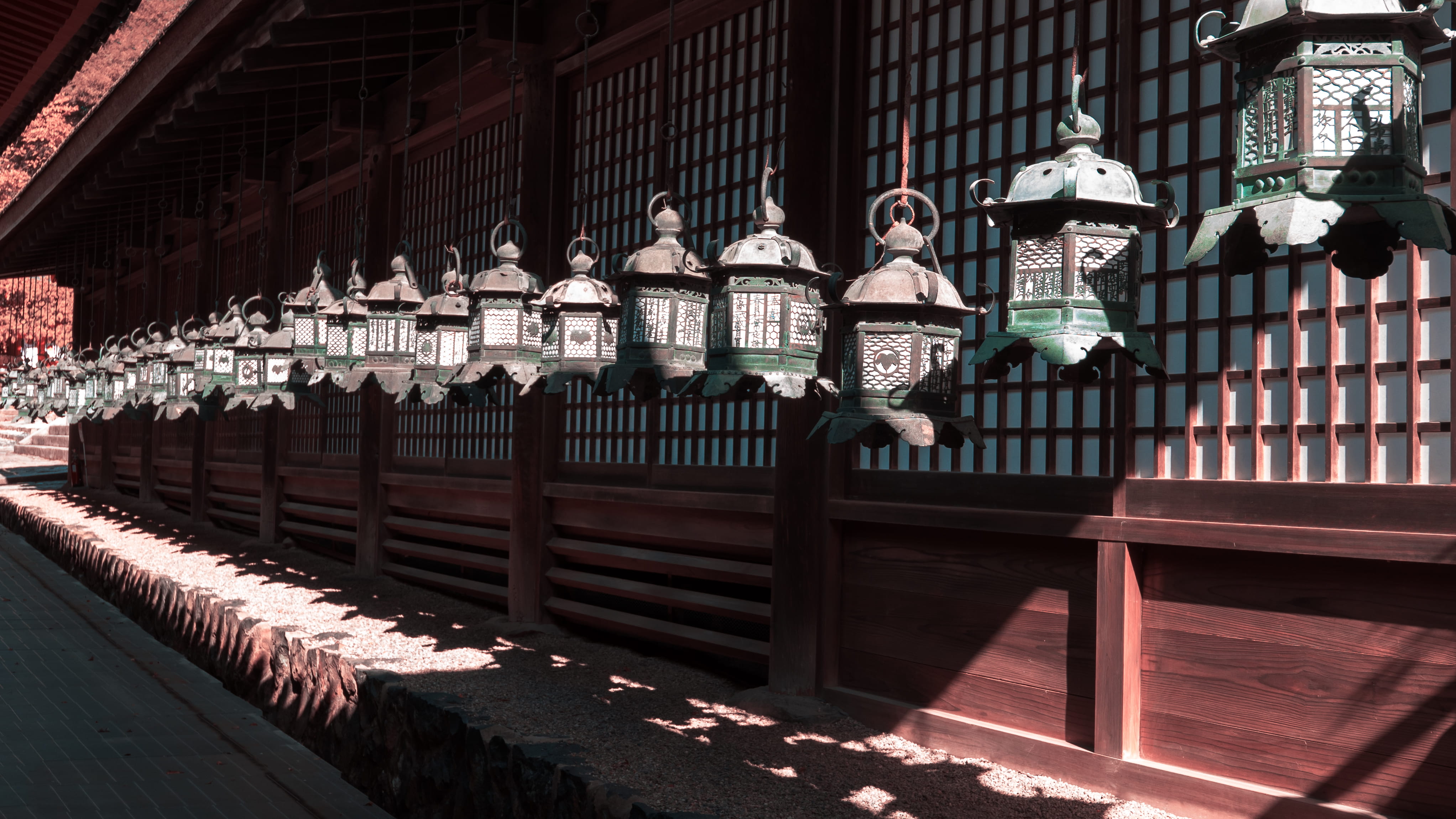 religious, building, lighting equipment, japan, sunlight, building exterior, railing, holy, city, lantern, nature, spiritual, architectural column, no people, HD Wallpaper