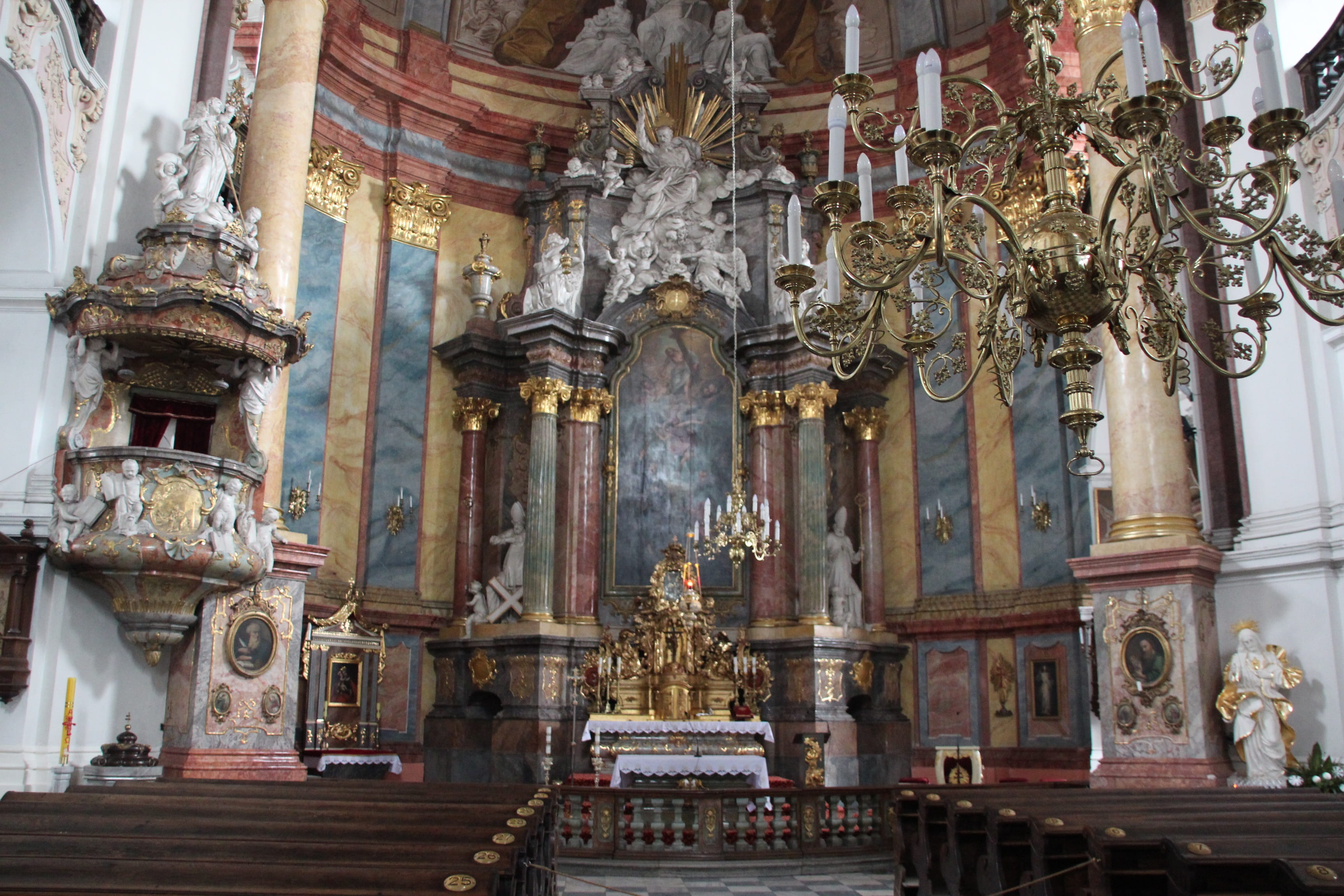 barok, building, the interior of the, nave, sacral, odzka, indoors, Church, religious, temple, the altar, mural, the art of, built structure, travel destinations, HD Wallpaper