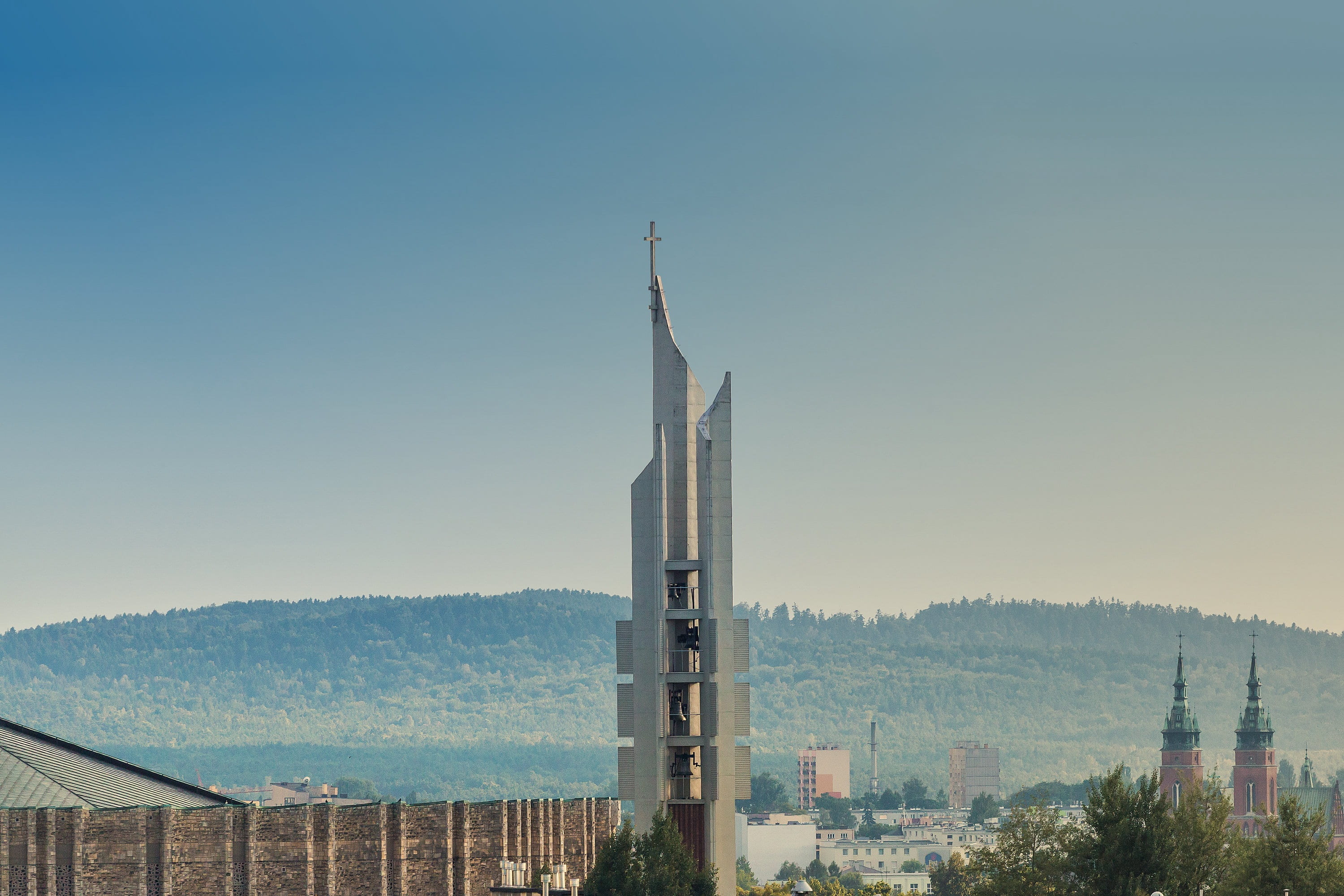sacred building, mountain, belfries, sky, steeple, day, plant, copy space, poland, tree, architecture, towers, sacral architecture, christianity, landscape, HD Wallpaper