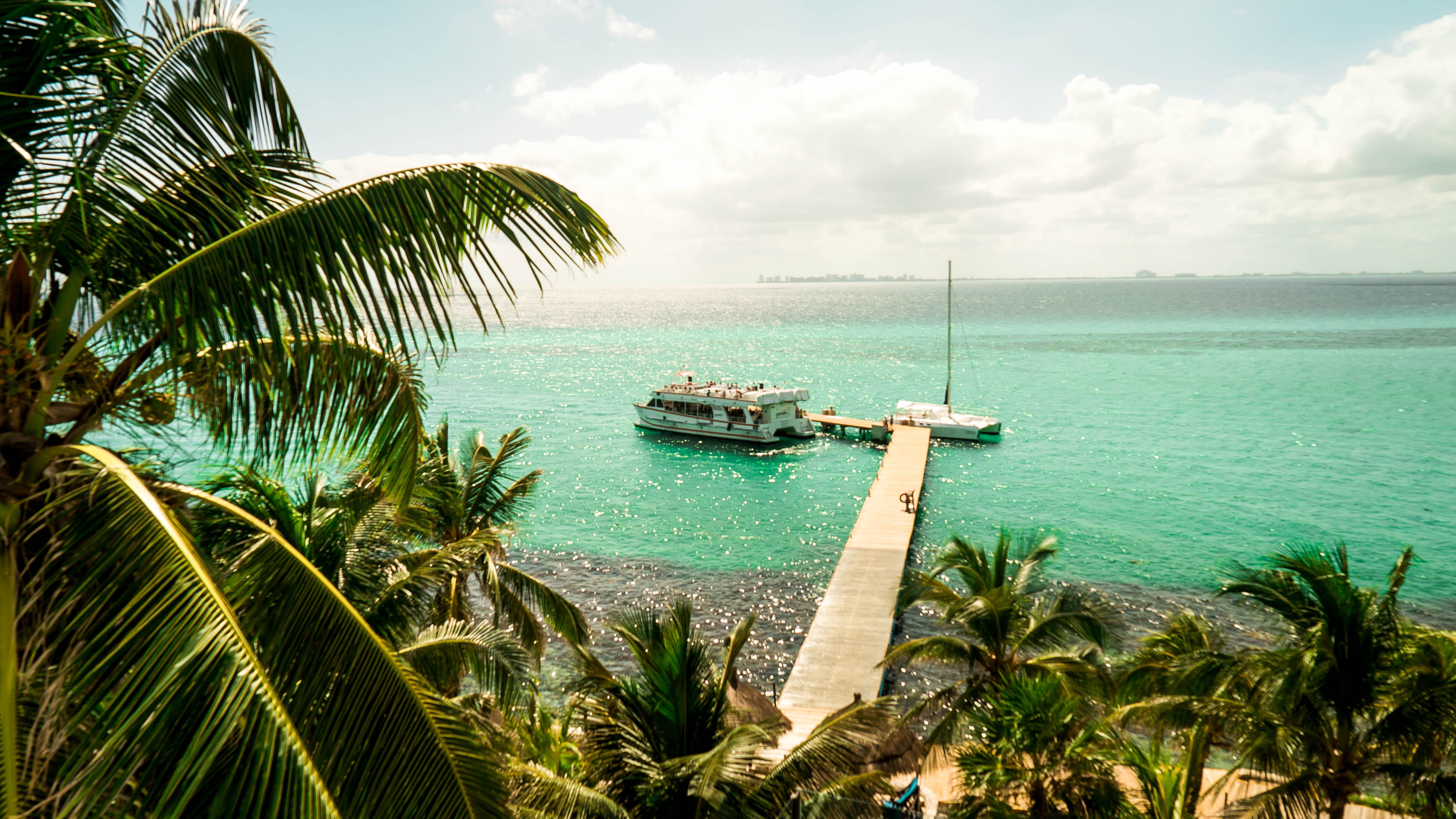 sunset, beauty in nature, cloud - sky, outdoors, sky, sea, isla mujeres, bay, ocean, tranquility, nautical vessel, tropical climate, mode of transportation, HD Wallpaper