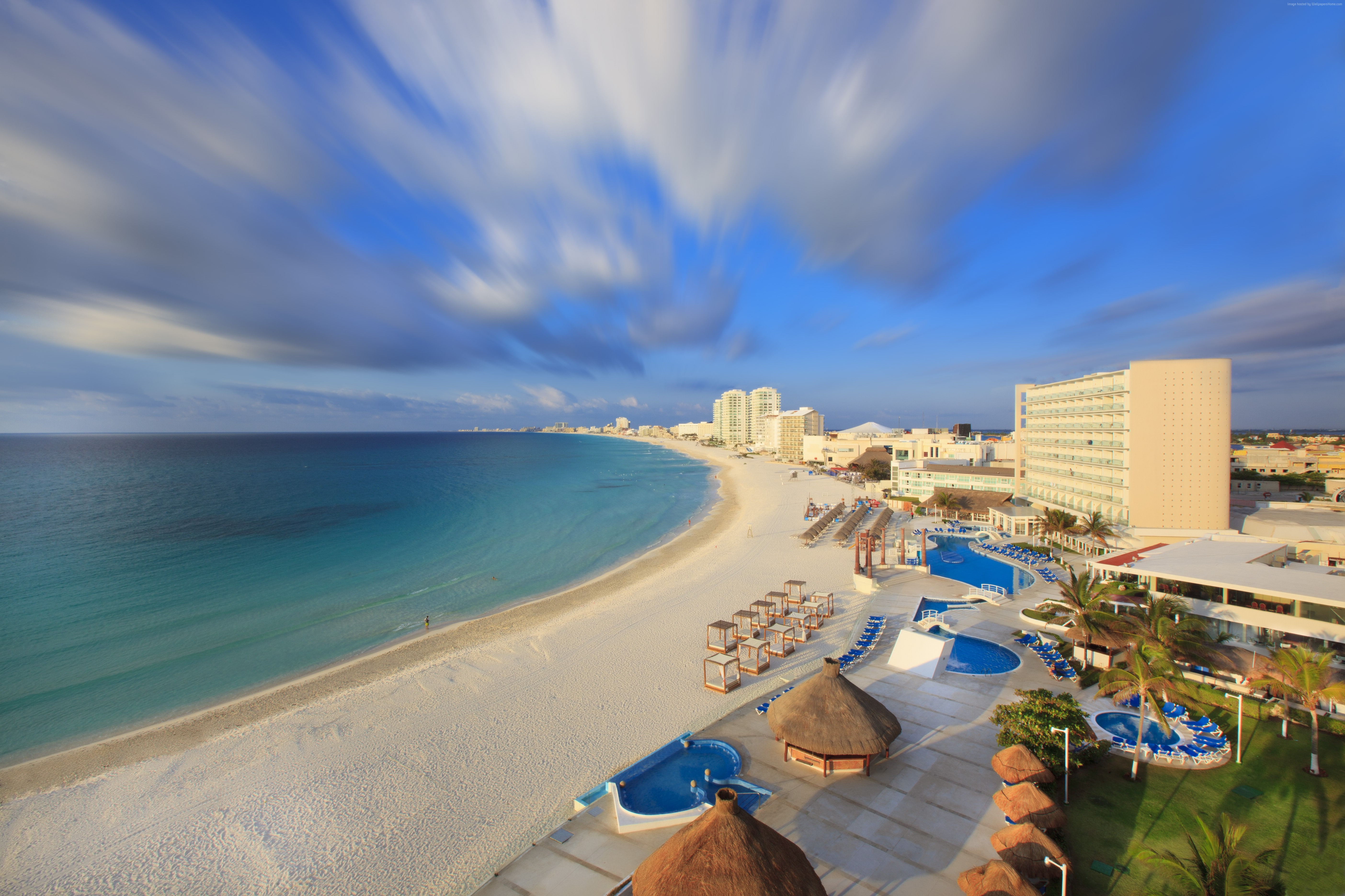 Cancun, sea, Mexico, resort, Best beaches of 2017, travel, vacation, sky, tourism, beach, ocean, 5K, HD Wallpaper