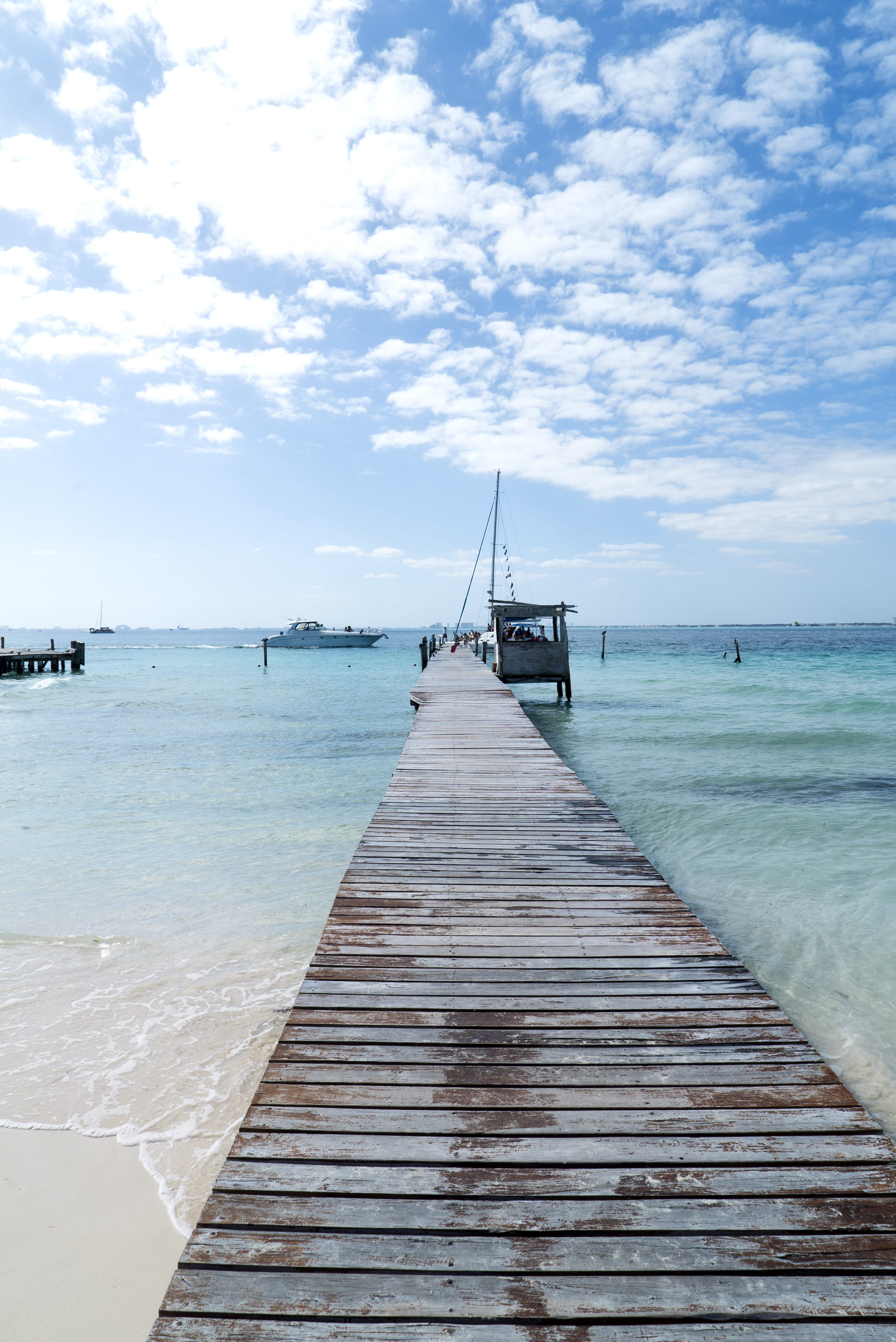 land, rack, mexico, island, wood paneling, isla mujeres, boat, diminishing perspective, holiday, the way forward, outdoors, sea, wood - material, water, Phone HD Wallpaper