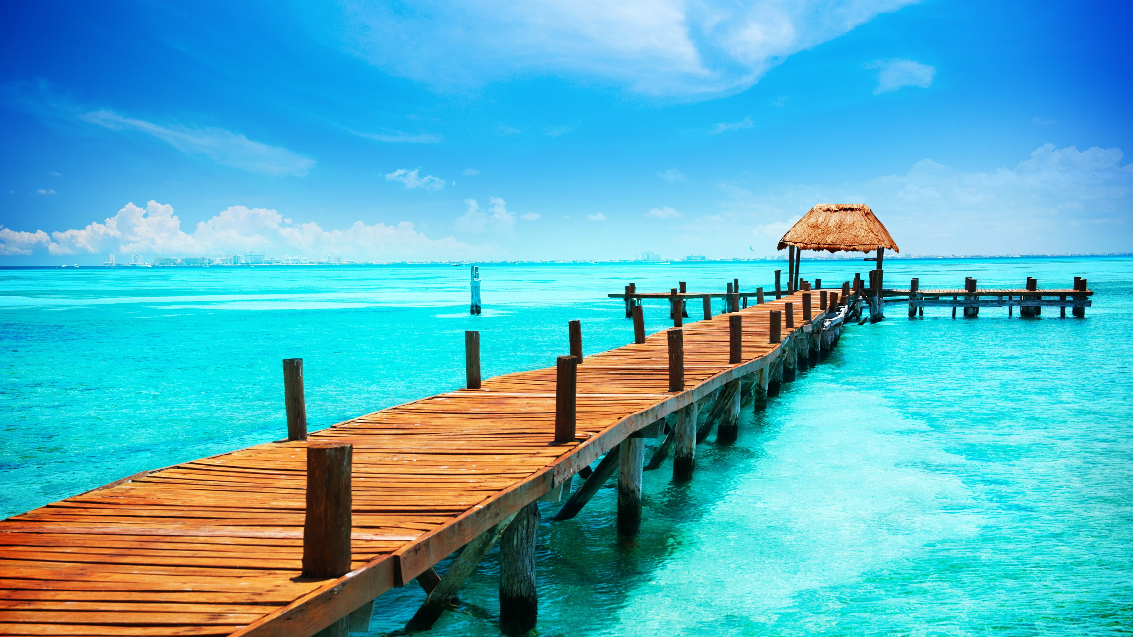 Mexico, sky, 4K, The Caribbean, Cancun, shore, 5k, HD Wallpaper