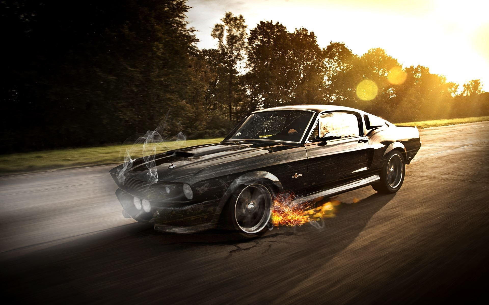 car, Eleanor (car), muscle cars, 1080P, Ford Mustang, photo manipulation, HD Wallpaper