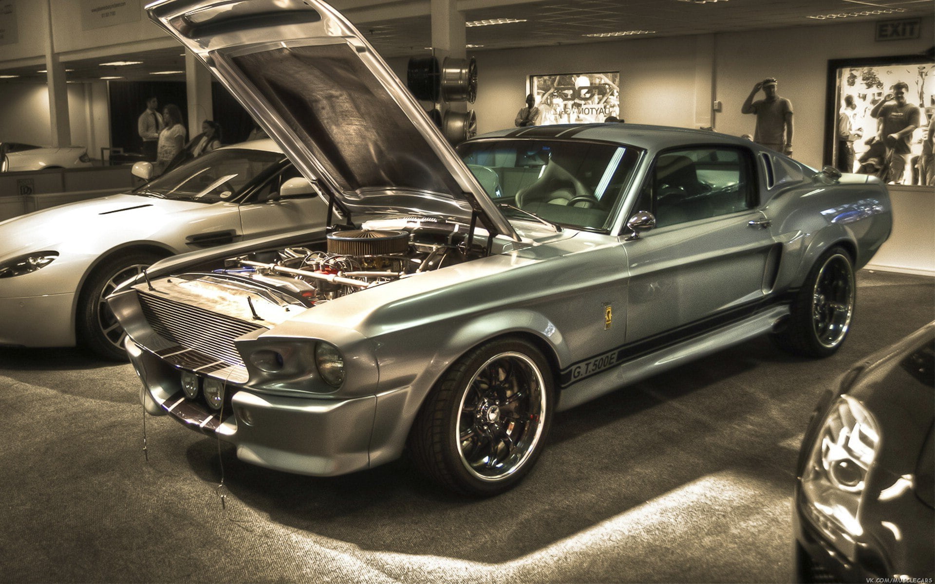 old-fashioned, indoors, vintage Car, engine, Shelby, reflection, modern, antique, gone in 60 seconds, mustang, mode of Transport, bumper, wheel, silver, HD Wallpaper