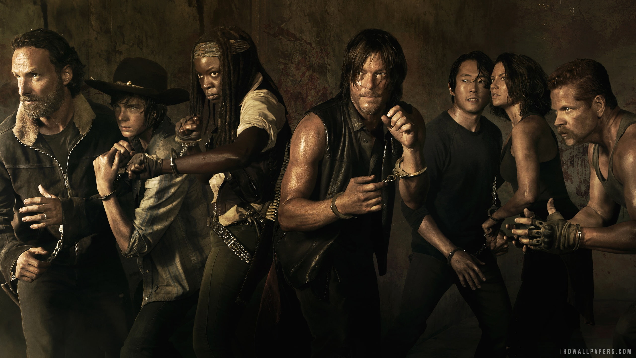The Walking Dead, Michonne, Rick Grimes, real people, zombies, Daryl Dixon, nightlife, friendship, Norman Reedus, nightclub, Abraham Ford, handcuffed, standing, HD Wallpaper