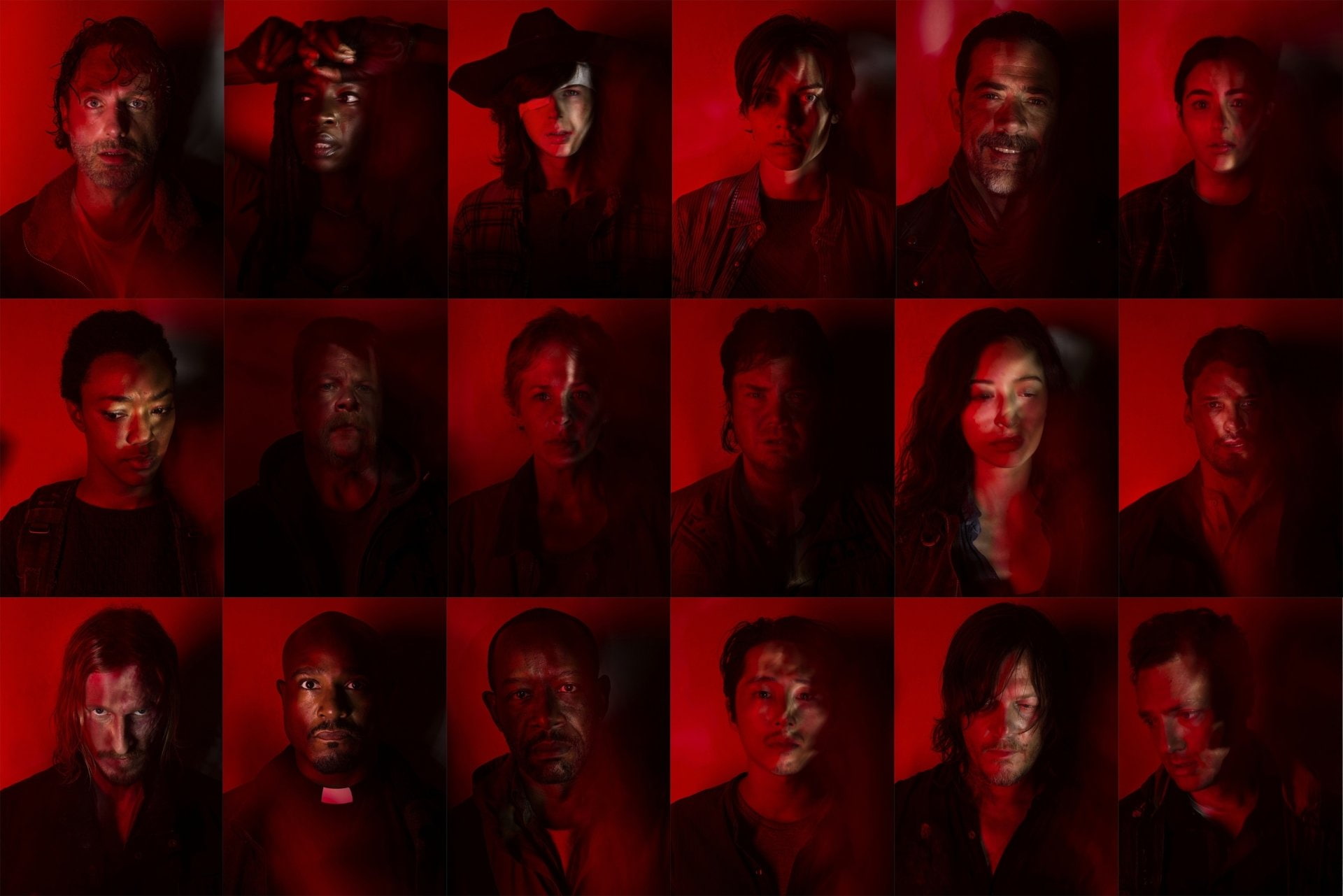 Morgan Jones, Michonne (The Walking Dead), Rick Grimes, Gabriel Stokes, Daryl Dixon, Norman Reedus, Austin Amelio, Lauren Cohan, Andrew Lincoln, happiness, HD Wallpaper
