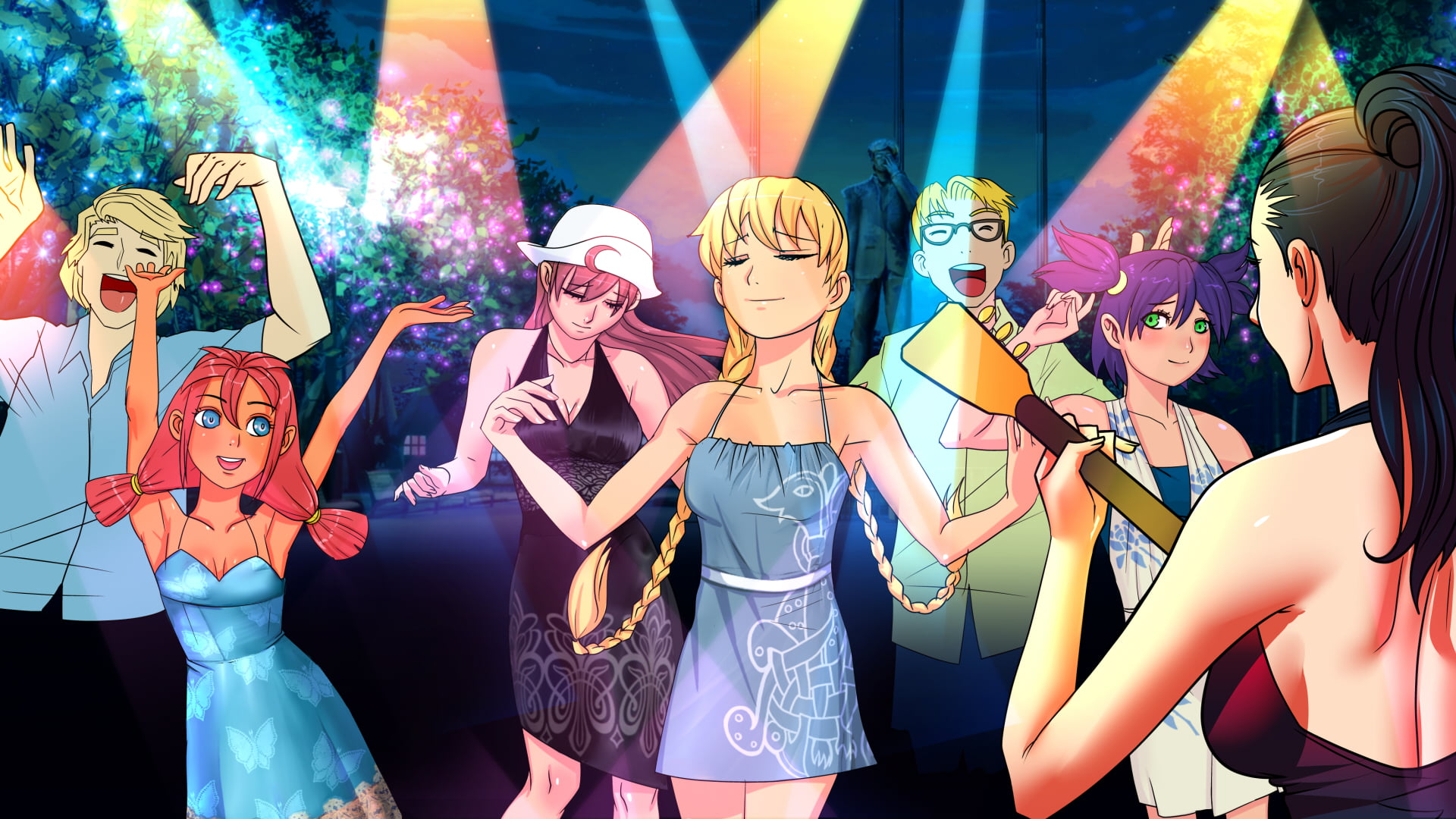 1080P, Soviet Games (everlasting Summer), visual novel, Slavya, Lena (character), ulyana (character), Everlasting Summer, dancing, CG, HD Wallpaper