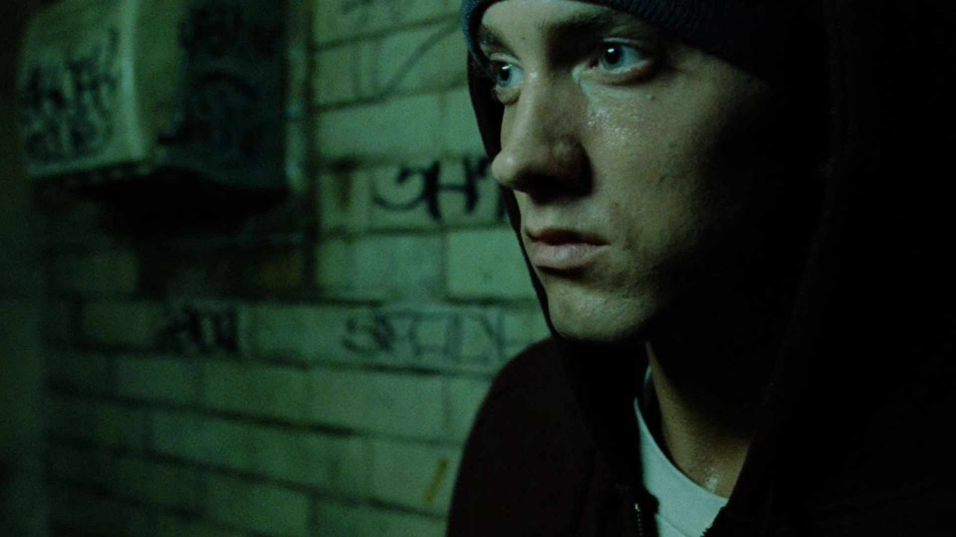 Eminem, evil, 1080P, human face, human body part, architecture, young adult, men, night, emotion, shadow, B-rabbit, dark, close-up, contemplation, portrait, HD Wallpaper
