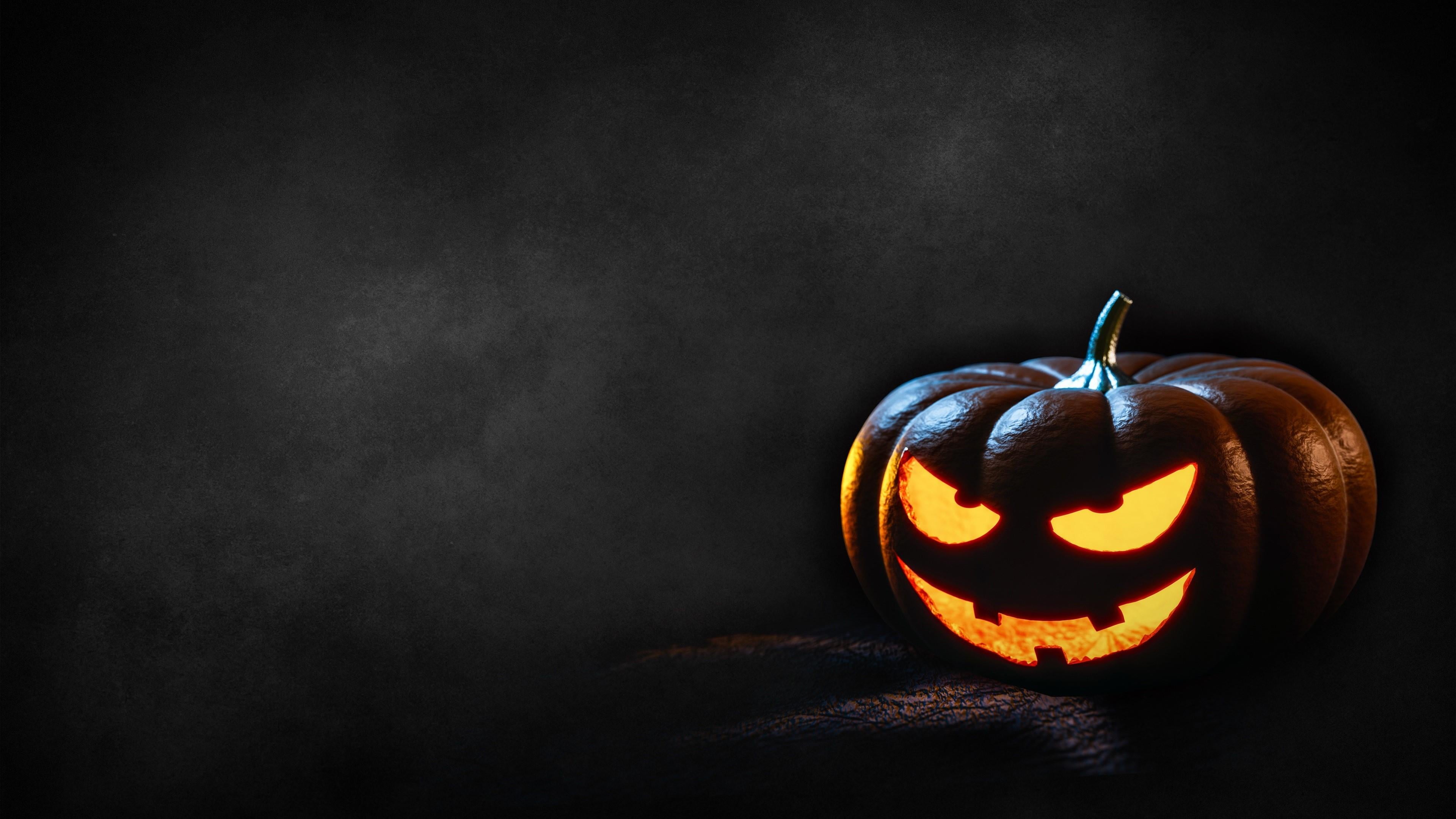 indoors, halloween, pumpkin, anthropomorphic, creativity, food, dark, anthropomorphic face, jack o lantern, orange color, no people, face, illuminated, HD Wallpaper