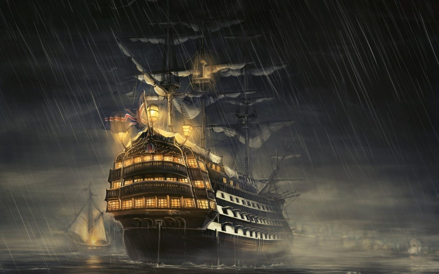 sea, outdoors, religion, ship, nature, water, sailboat, 720P, built structure, rain, nautical vessel, sky, architecture, waterfront, digital composite, HD Wallpaper