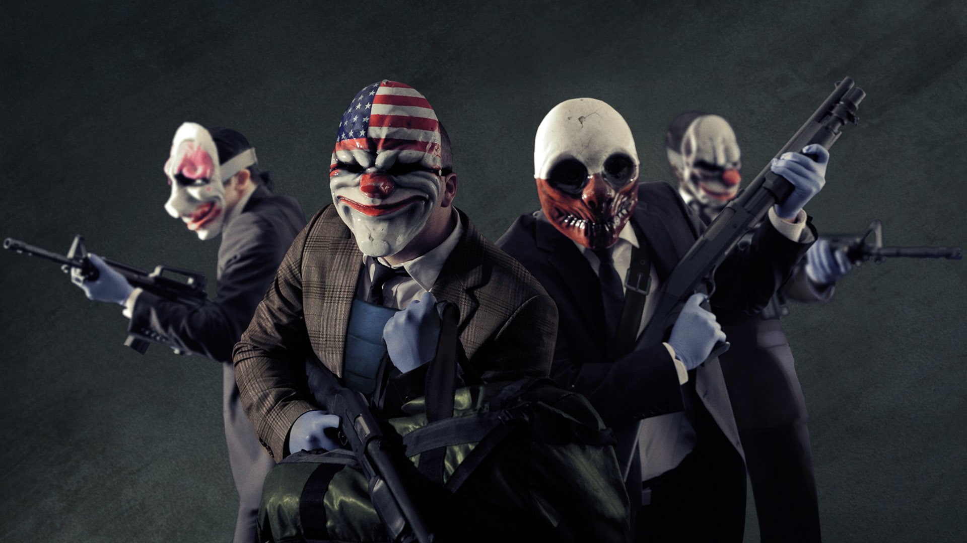 Hoxton (Payday), gun, Payday: The Heist, people, aggression, security, group of people, Chains (Payday), government, 1080P, Wolf (Payday), protection, HD Wallpaper