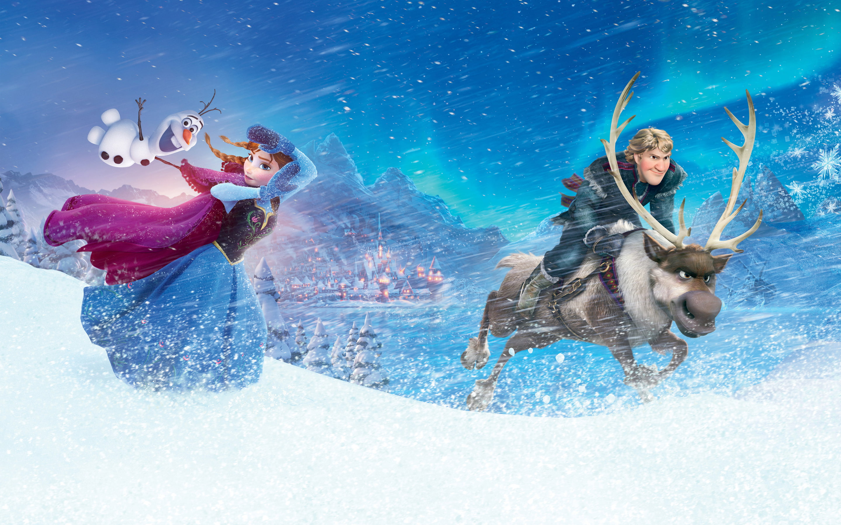 illustration, anna, kristoff, frozen, disney, 2K, HD Wallpaper