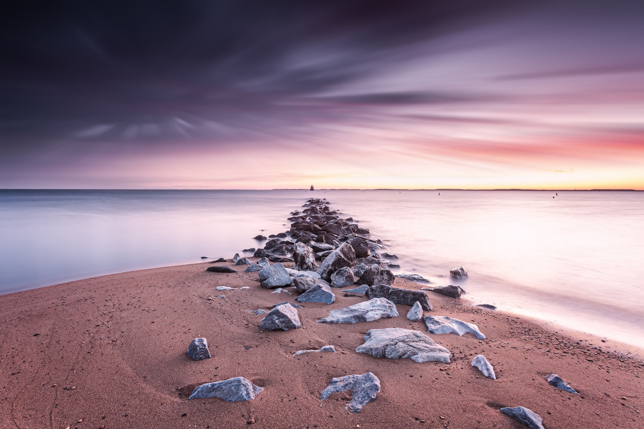 shore, Anne Arundel, United States, 1080P, Maryland, sunset, sea, HD Wallpaper
