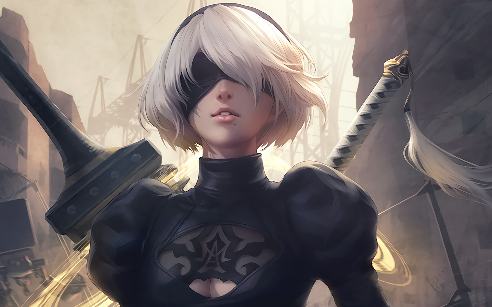 Nier: Automata, blindfold, 1080P, white hair, NieR, 2B (Nier: Automata), anime girls, anime, HD Wallpaper
