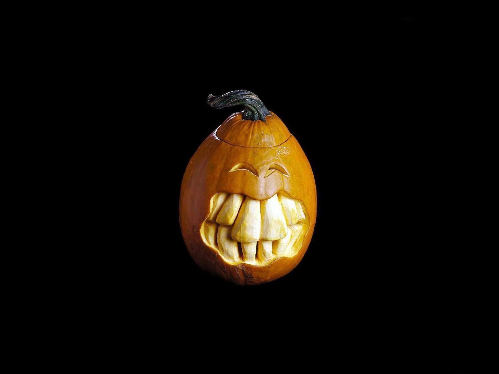 halloween, face, 720P, teeth, holiday, pumpkin, HD Wallpaper