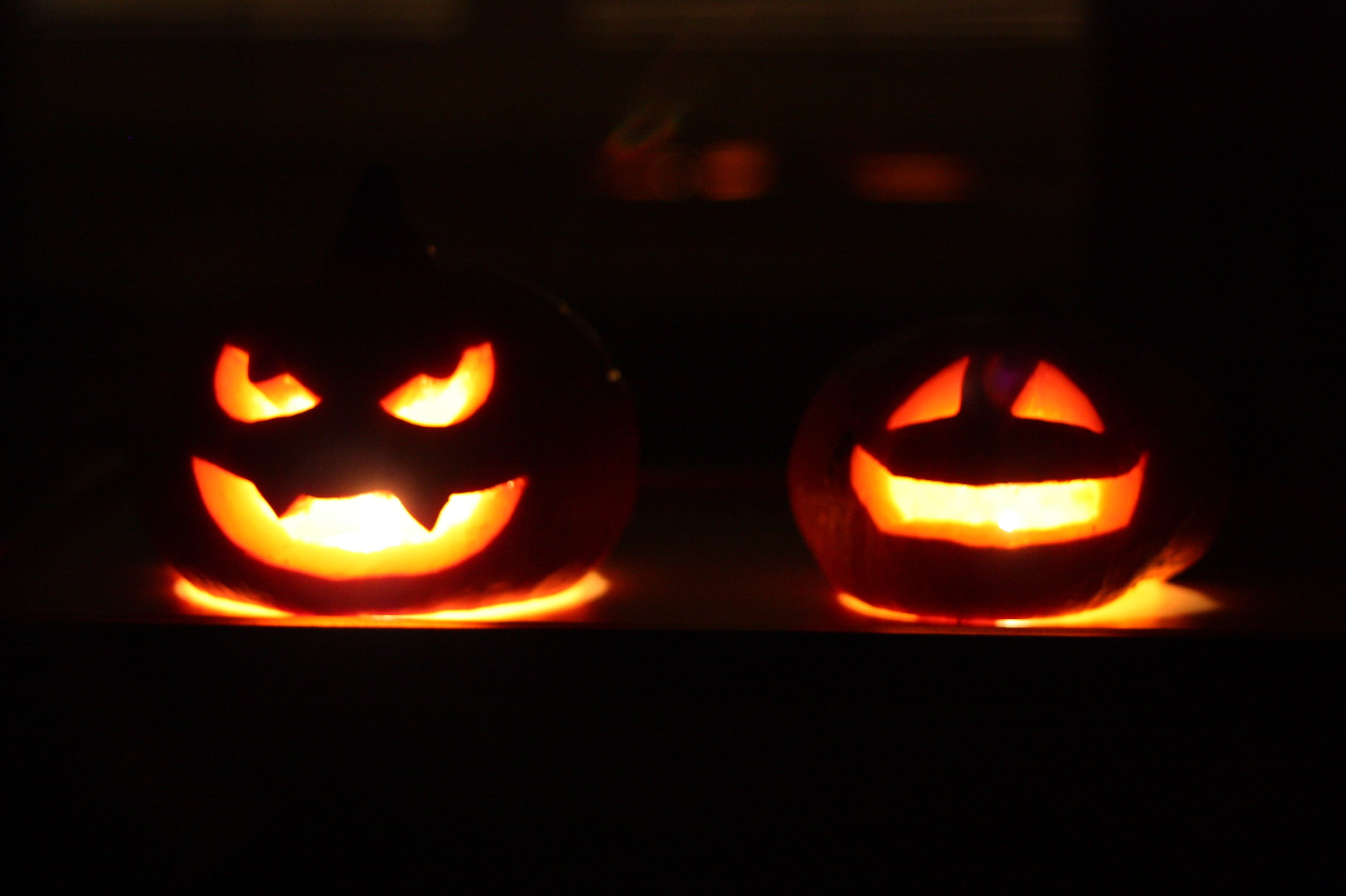 culture, celebration, harvest, smiling, anthropomorphic, jack o lantern, no people, lighted, glowing, lanterns, jack, night, holiday, carving, pumpkin, HD Wallpaper