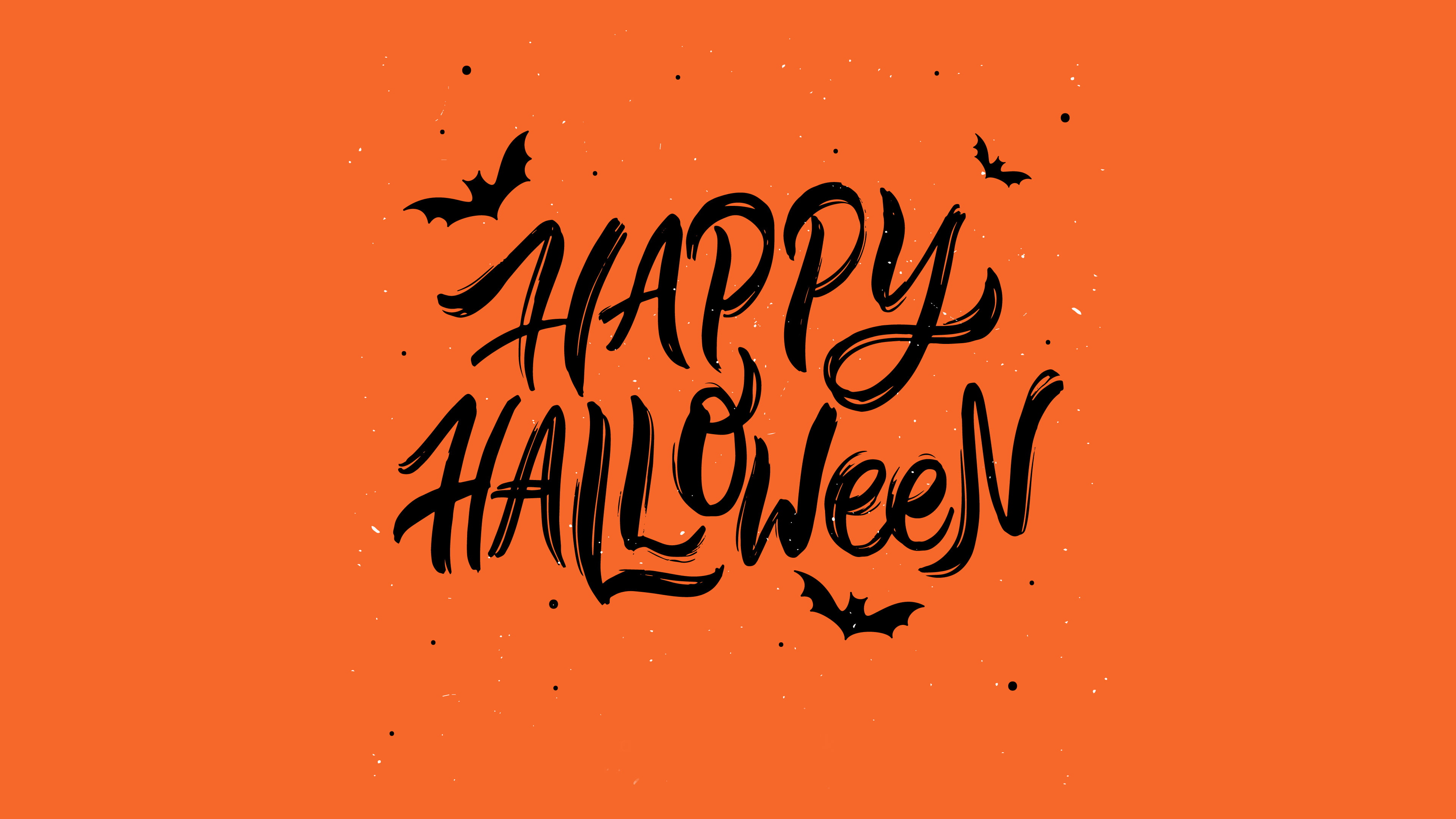 orange background, Halloween, simple background, bats, text, 4K, quote, vector, typography, HD Wallpaper