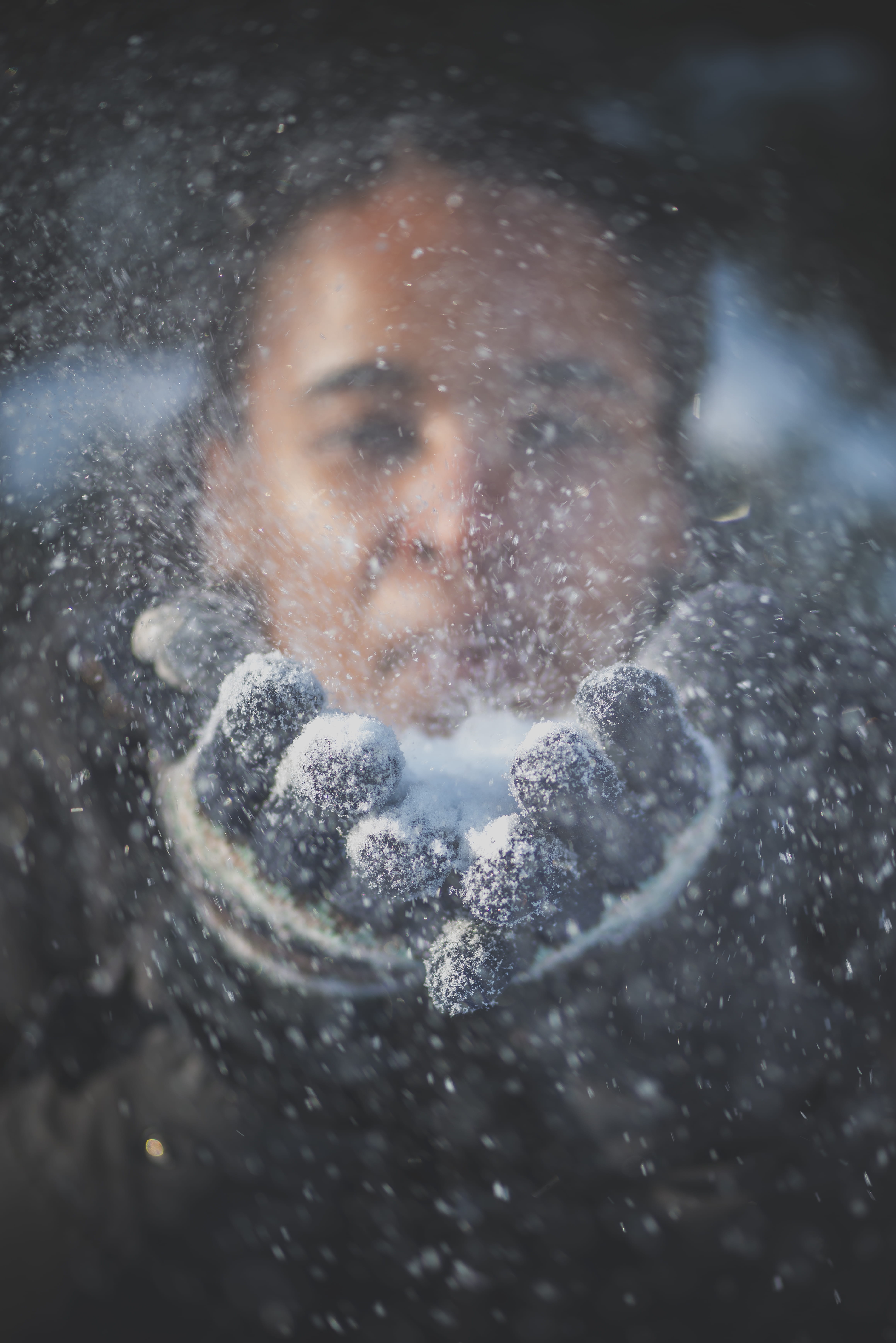 front, glofe, snowing, picture, women, snow, 5K, selective focus, close-up, woman, one person, motion, nature, headshot, child, outdoors, winter, leisure activity, Phone HD Wallpaper