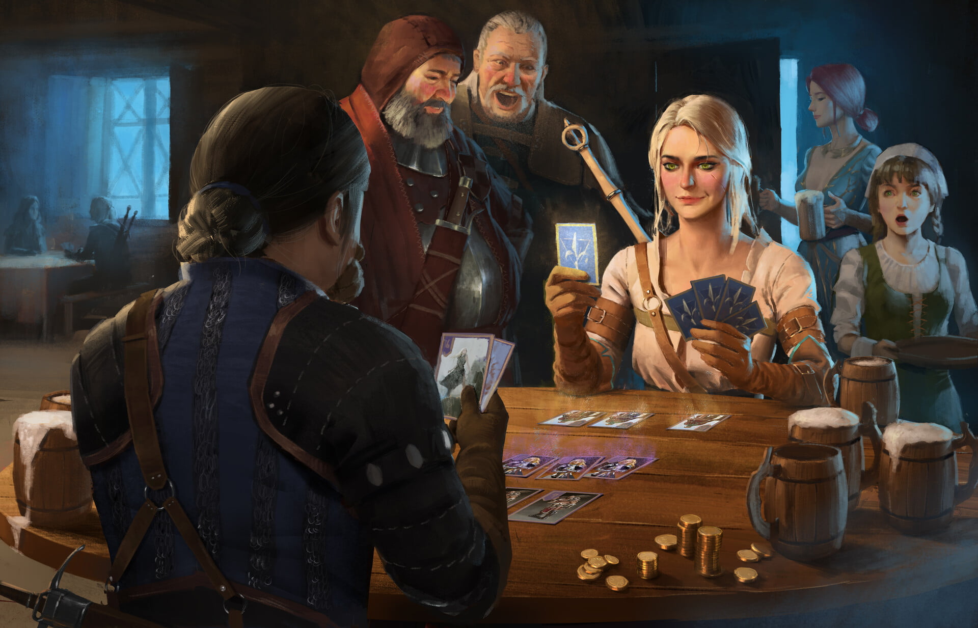 artwork, 1080P, fantasy art, women, Gwent, video games, The Witcher, Ciri, HD Wallpaper