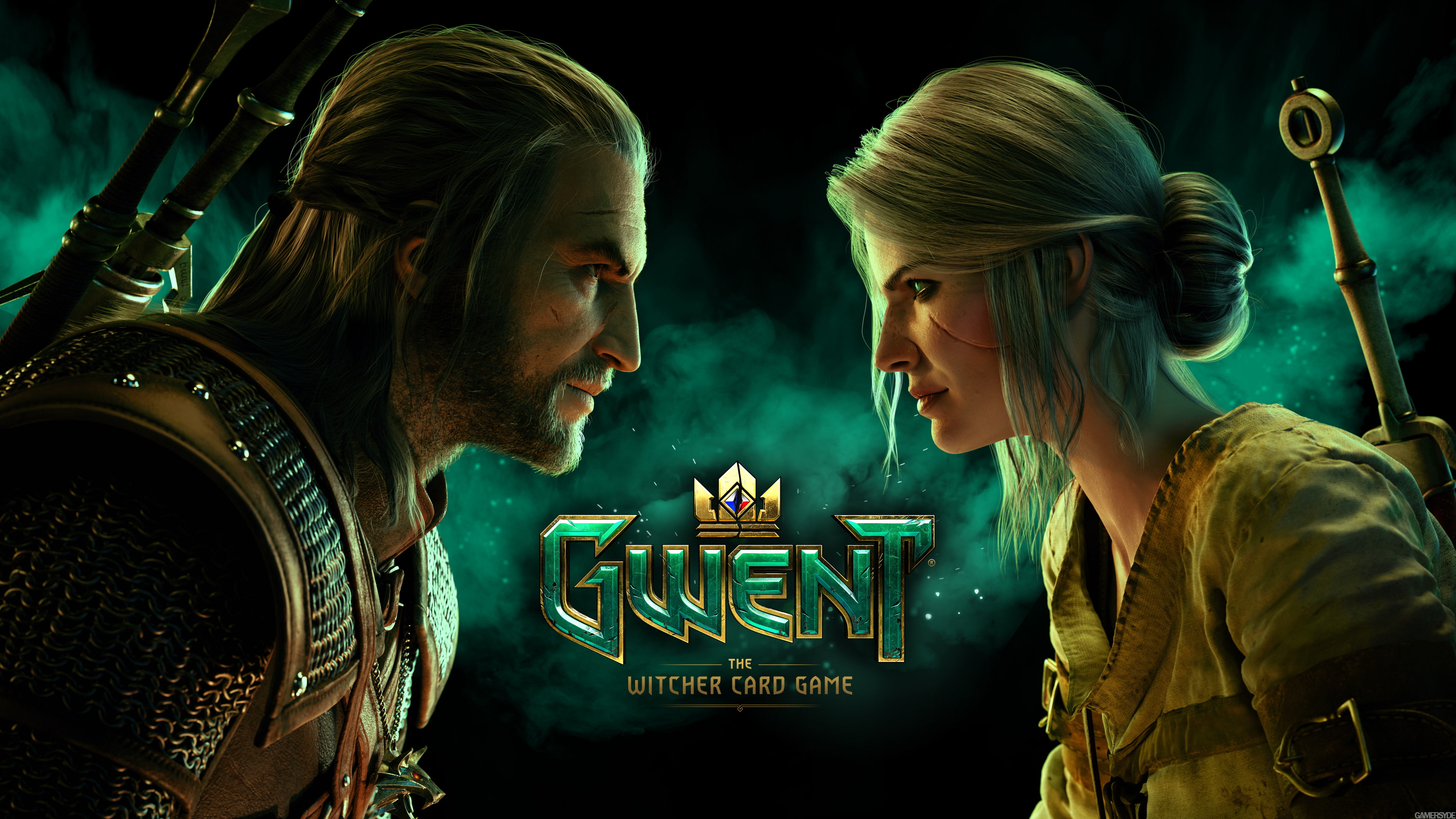The Witcher 3: Wild Hunt, indoors, adult, text, night, young women, excitement, togetherness, hairstyle, illuminated, artwork, heterosexual couple, Gwent, HD Wallpaper