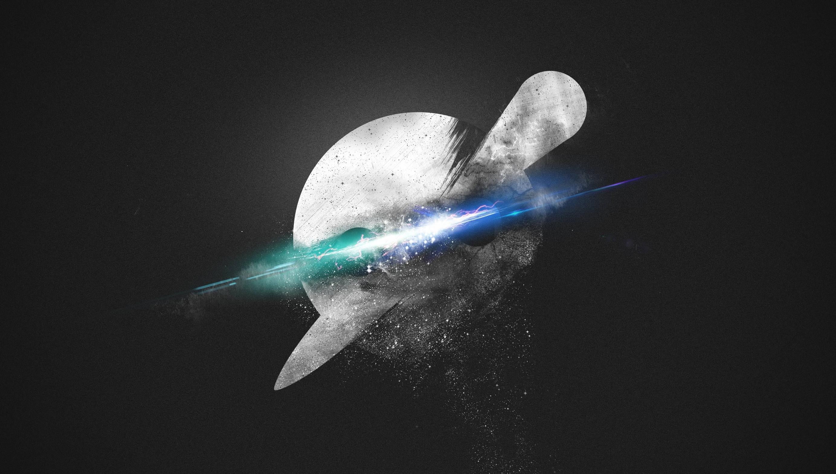 space, Knife Party, science, artwork, close-up, one animal, black background, space and astronomy, moon, indoors, blue, no people, abstract, digital art, HD Wallpaper