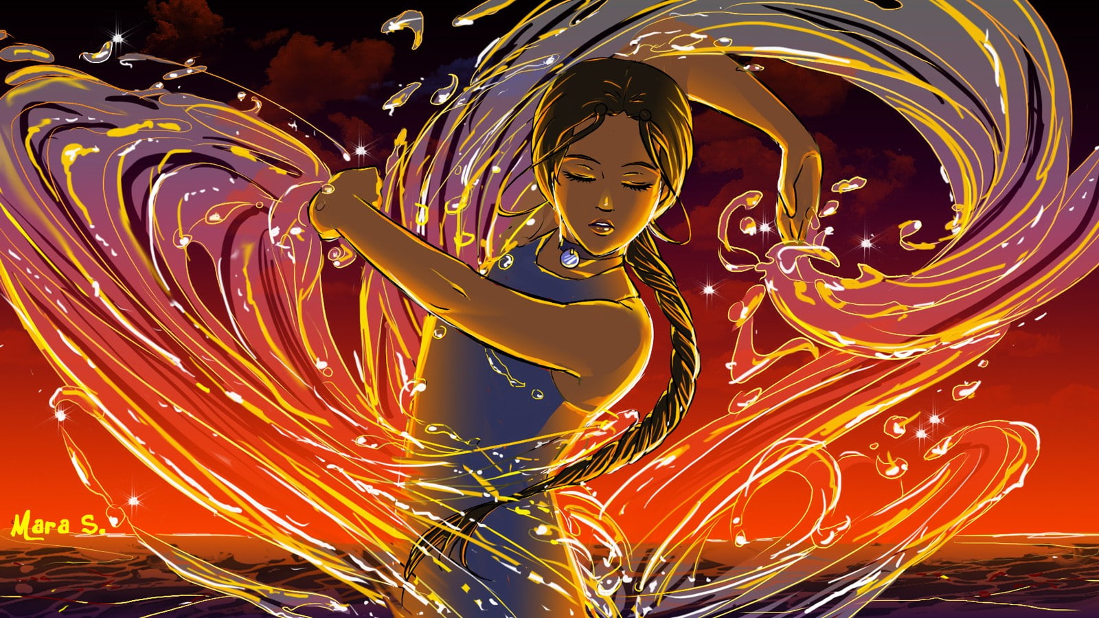 water, anime, anime girls, 720P, Avatar: The Last Airbender, Katara, HD Wallpaper