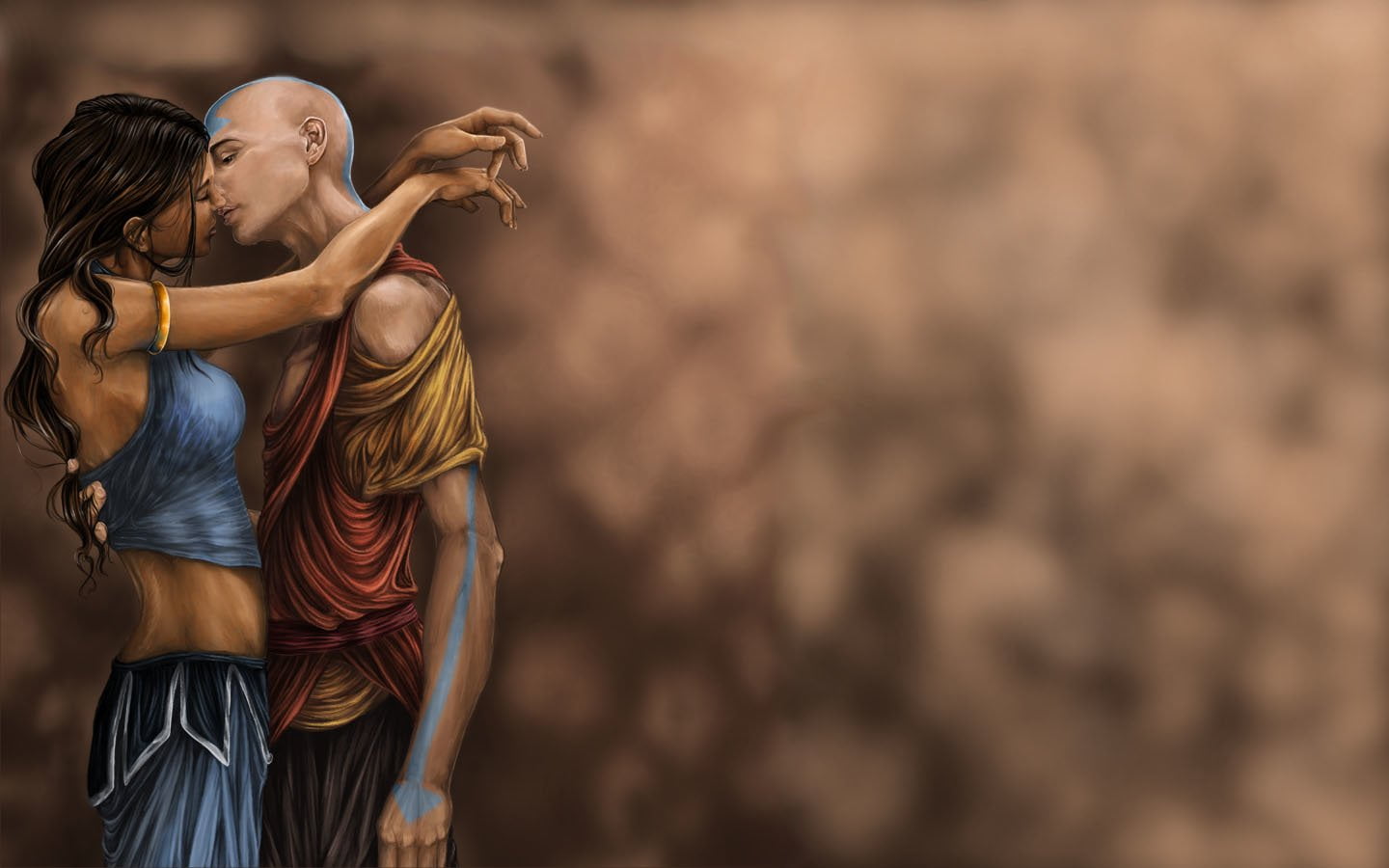 Kiss, heterosexual couple, lifestyles, women, togetherness, standing, hair, clothing, adult, emotion, love, Katara (Avatar), two people, bonding, people, HD Wallpaper