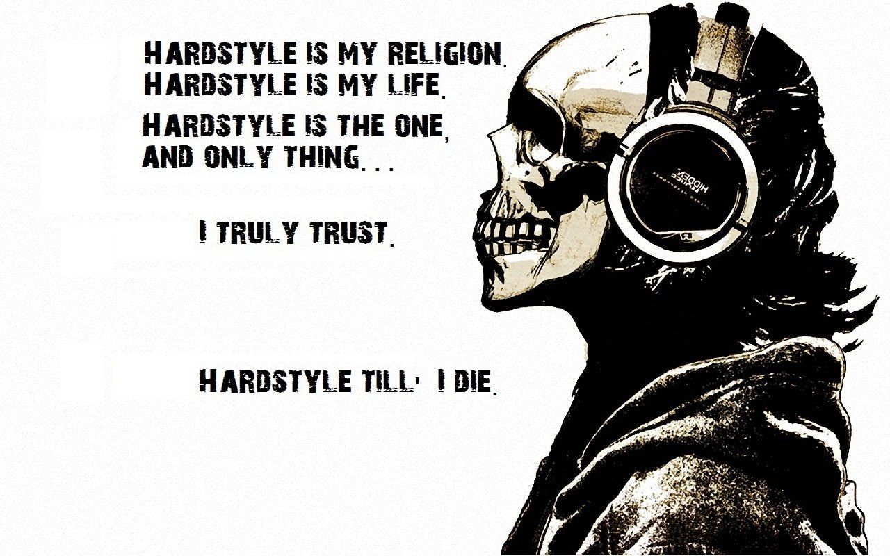 wearing, headphones, calavera, Hardstyle, Music, illustration, 720P, HD Wallpaper