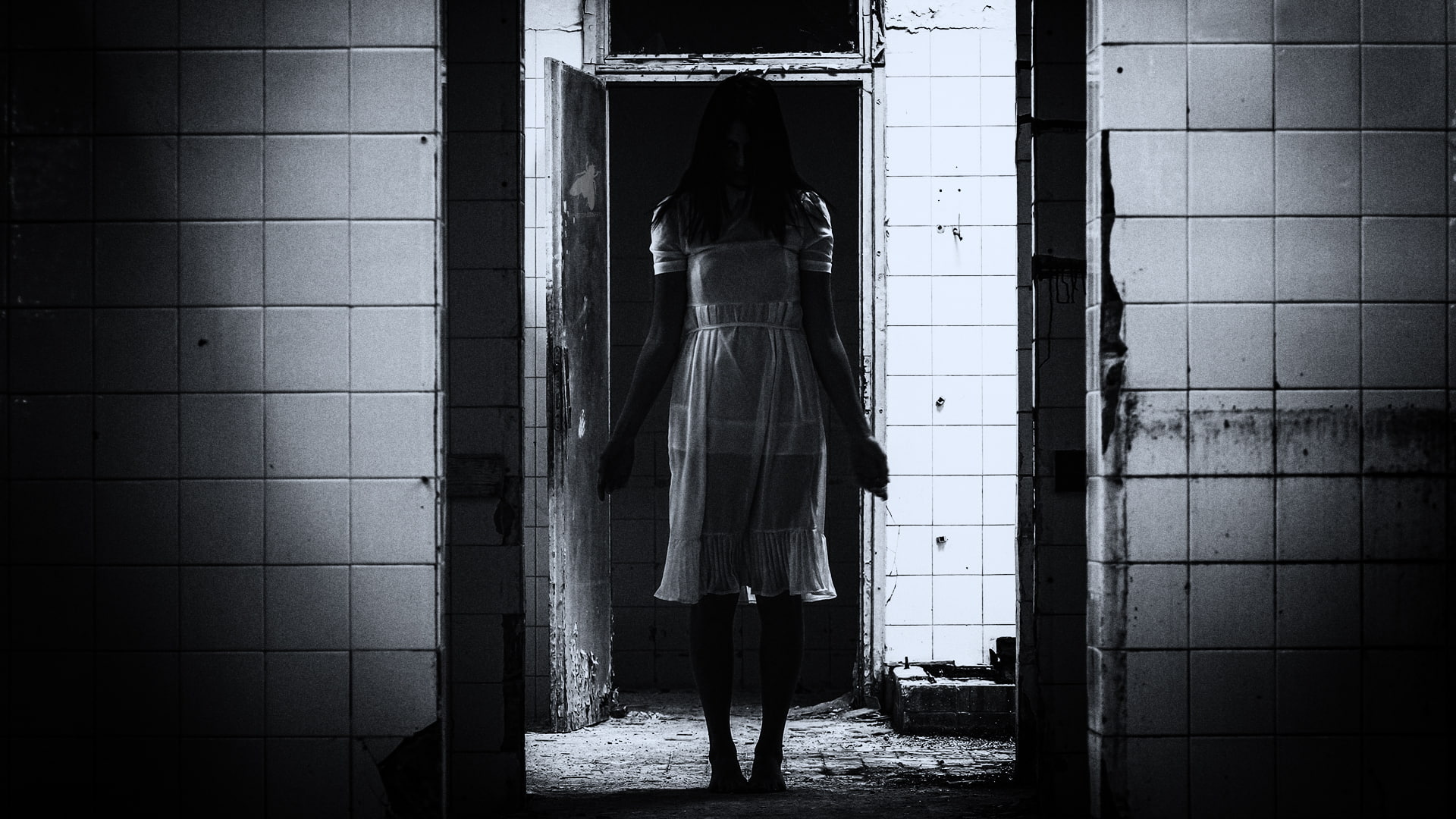 spooky, abandoned, building, day, lifestyles, built structure, standing, indoors, architecture, 1080P, adult, monochrome, one person, clothing, representation, HD Wallpaper
