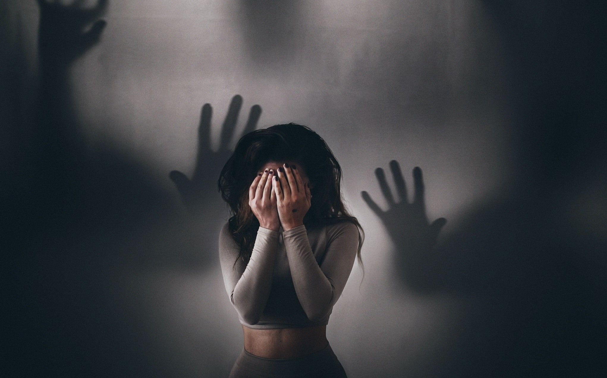 hands, women, shadow, covering face, 1080P, spooky, HD Wallpaper