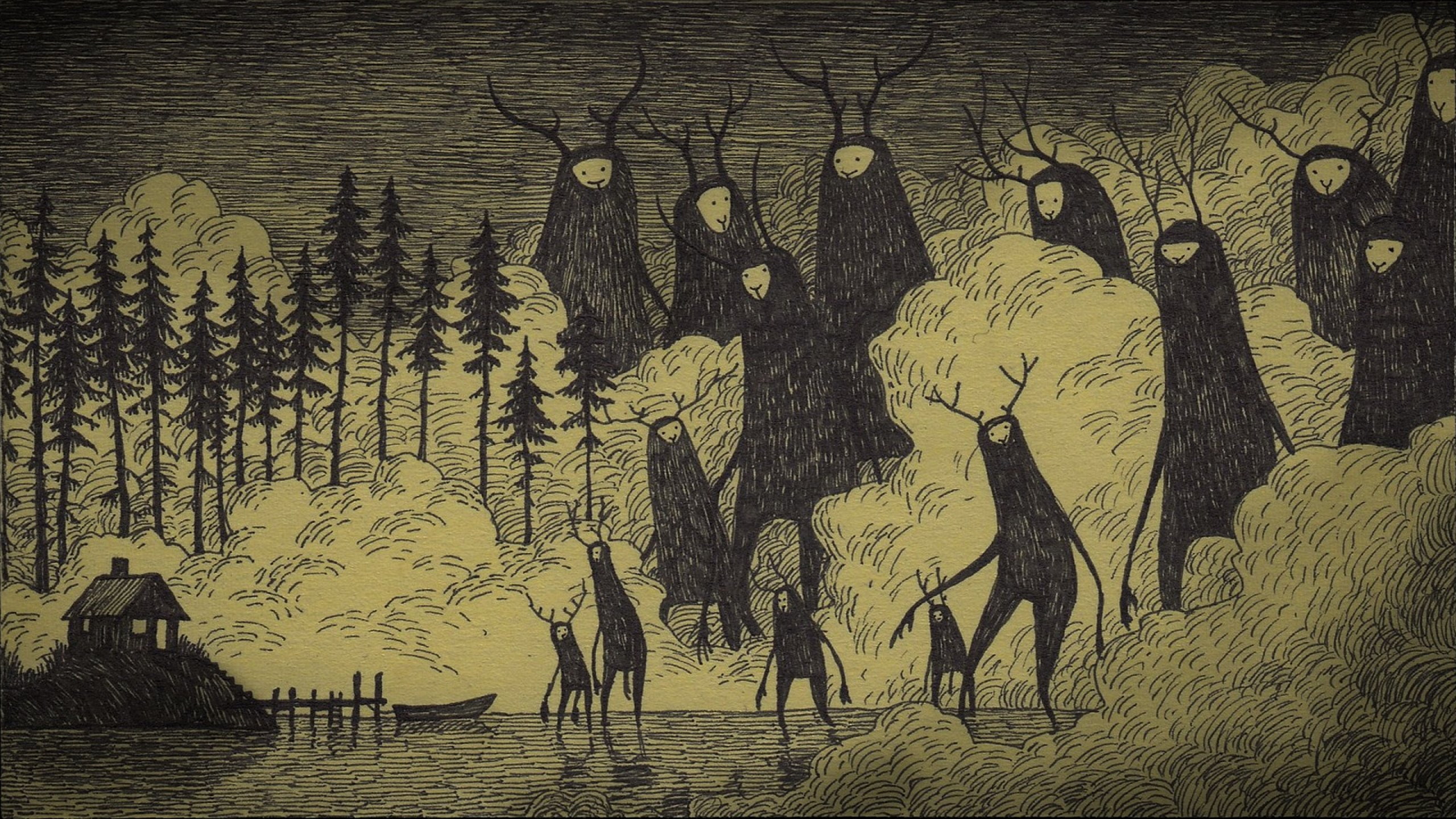 horror, wall - building feature, architecture, creativity, Evil, animal, Dark, history, painted image, art and craft, spooky, pattern, painted, tree, scary, HD Wallpaper