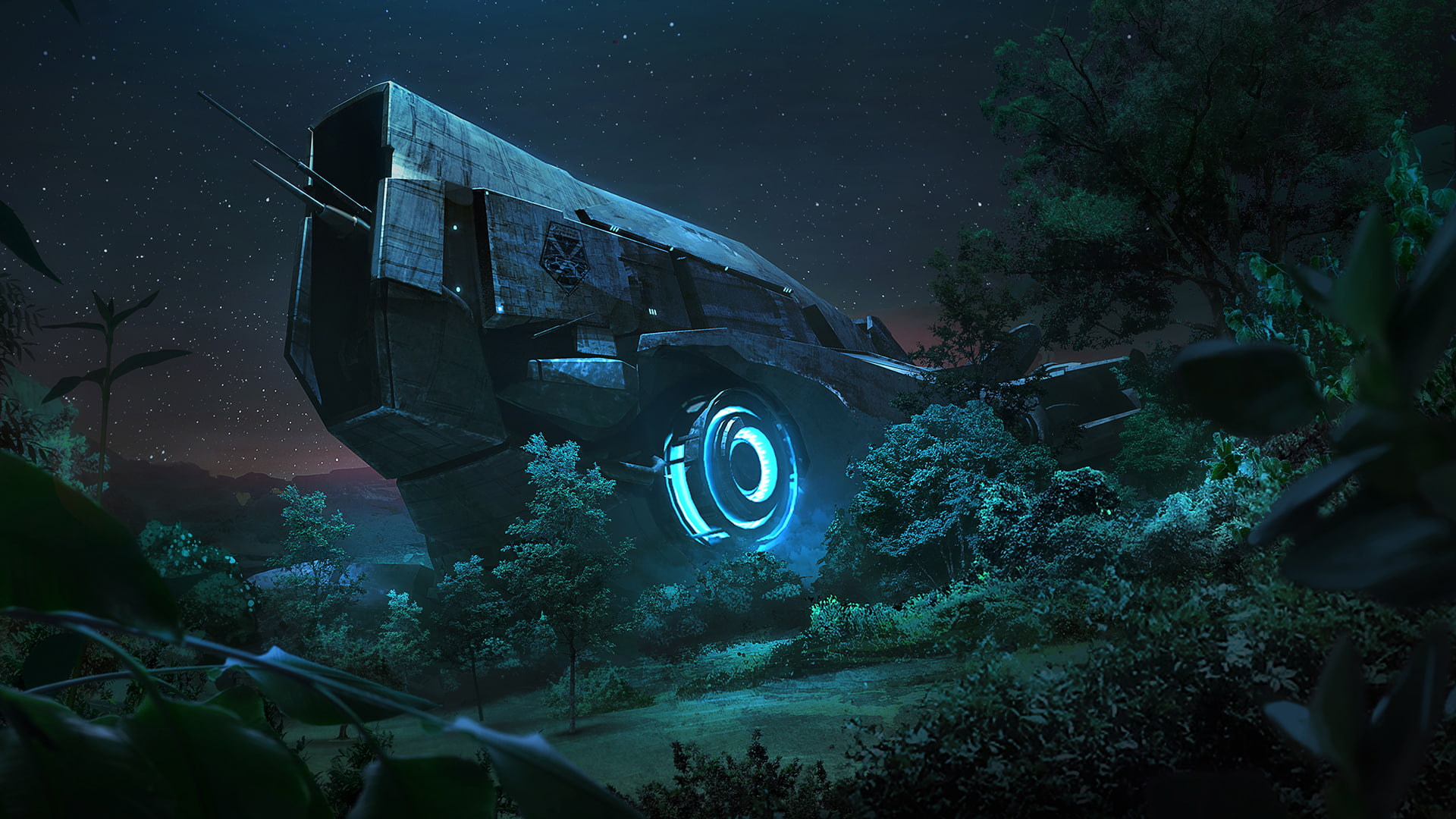 one person, XCOM 2, 1080P, motor vehicle, land vehicle, commercial land vehicle, space, machinery, illuminated, concept art, outdoors, obsolete, nature, HD Wallpaper