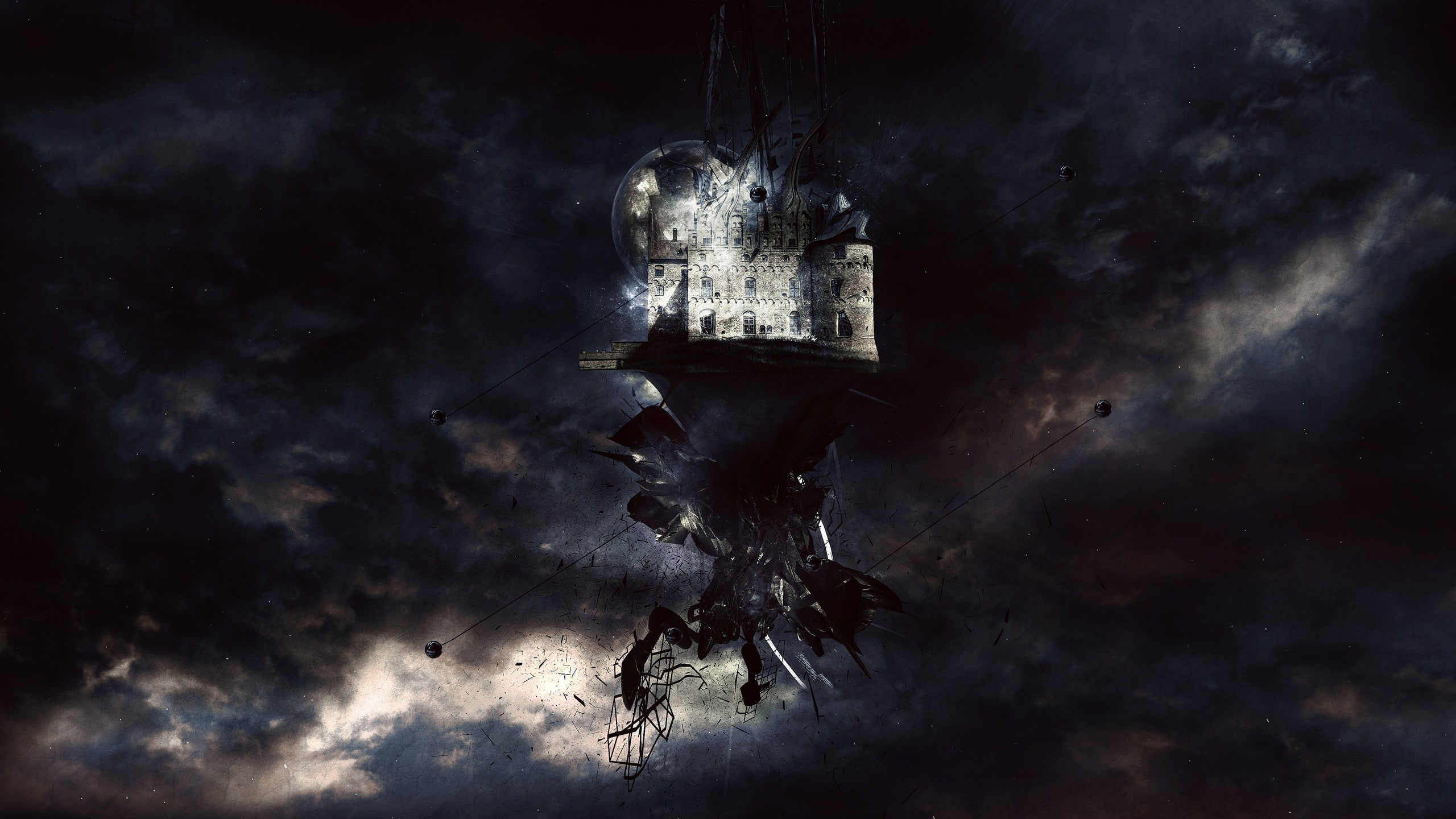 house, Gothic, spooky, sky, 2K, HD Wallpaper