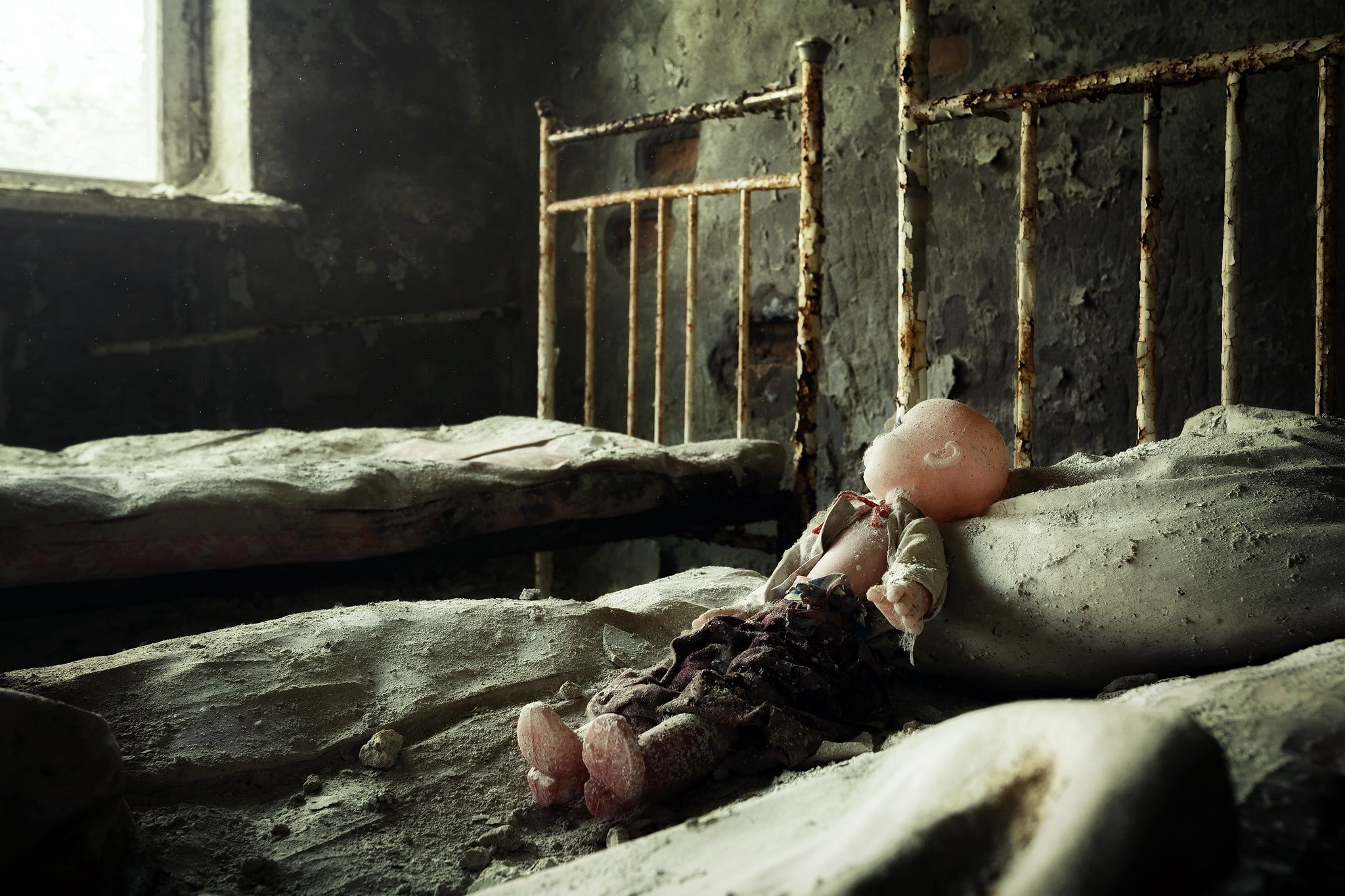 weathered, ruined, obsolete, built structure, puppets, dirty, dirt, day, one person, deterioration, old, building, ruin, damaged, window, 1080P, decline, HD Wallpaper