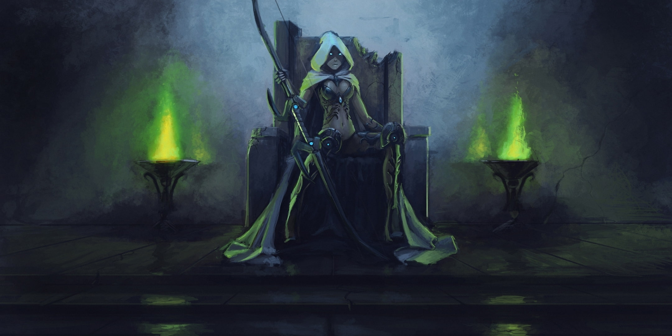 1080P, bow, eyes, windrunner, art, hood, elf, fantasy, sylvanas, burning, throne, warcraft, world, HD Wallpaper
