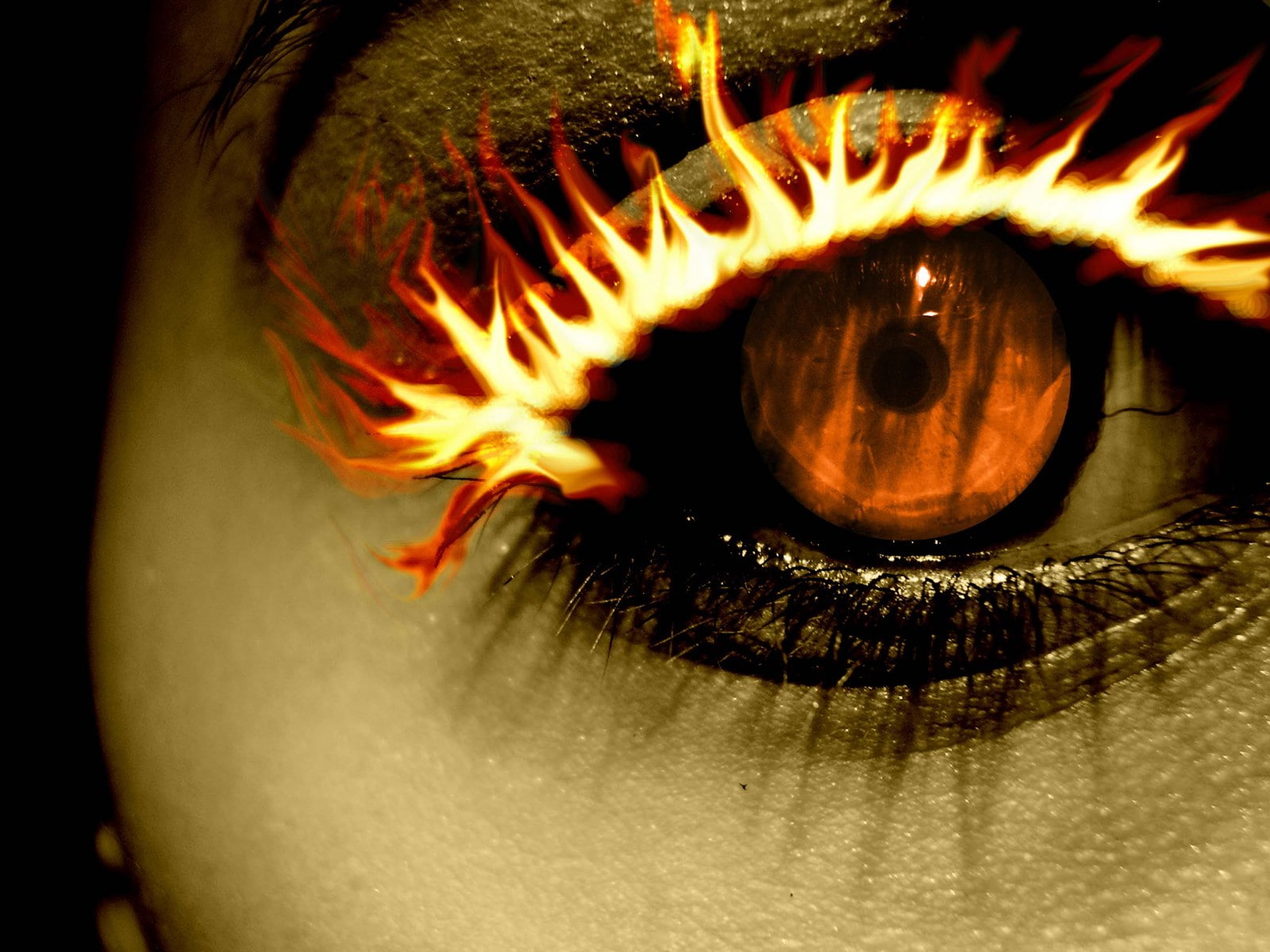 human eye, eyeball, body part, unrecognizable person, macro, fire, indoors, one person, eye, flame, fire - natural phenomenon, eyelash, extreme close-up, HD Wallpaper
