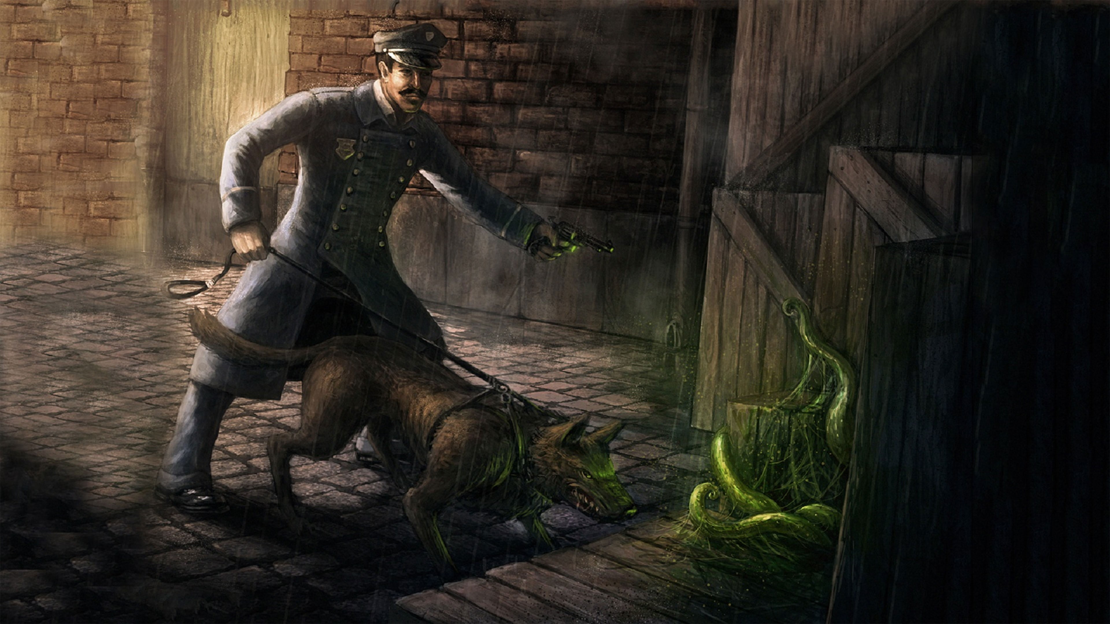police, 4K, dog, painting, office, screenshot, Call of Cthulhu: The Official Video Game, 4k, E3 2017, HD Wallpaper