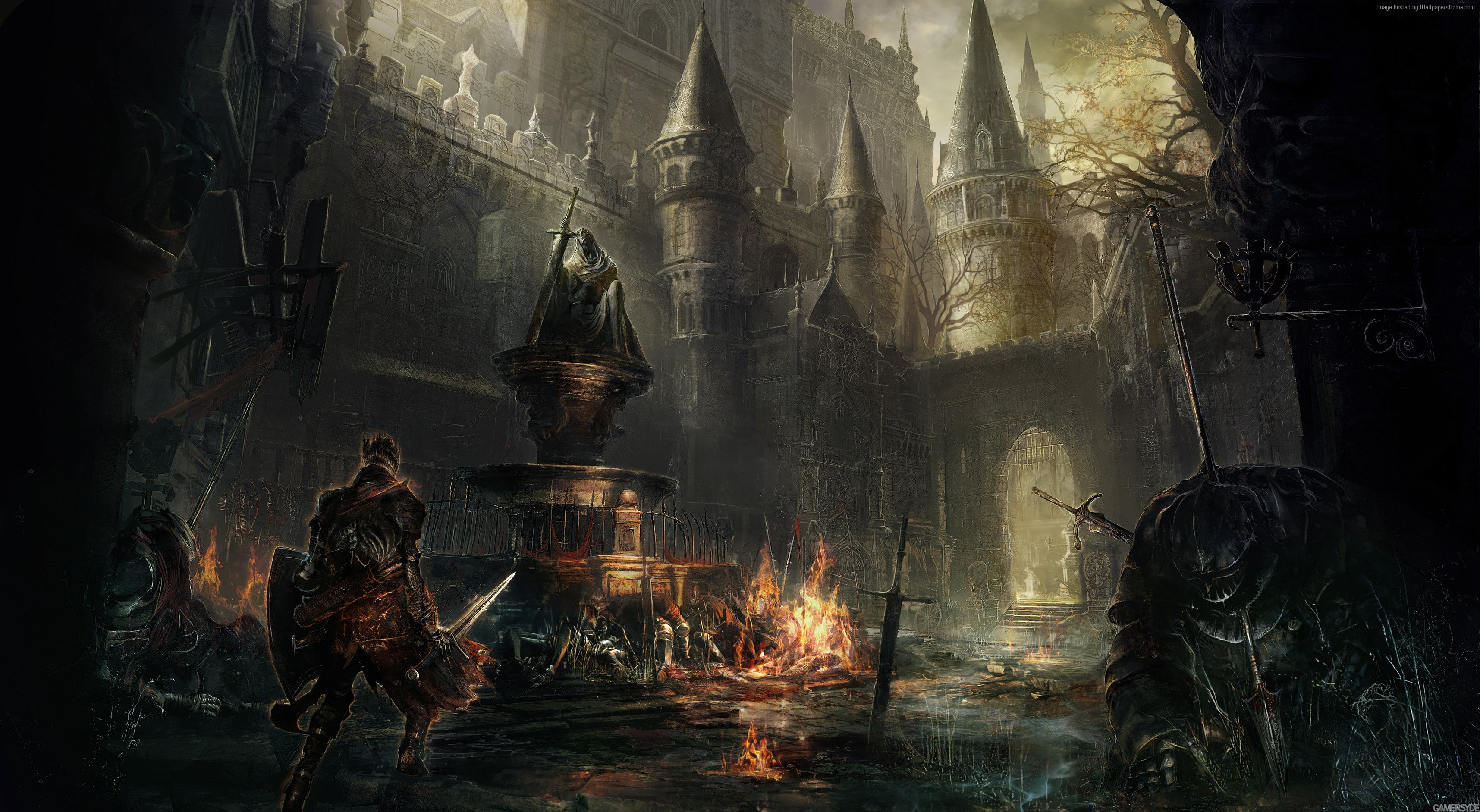 Xbox One, PC, Best Games 2015, built structure, wall - building feature, spirituality, fire, building, 2K, fantasy, smoke - physical structure, belief, HD Wallpaper