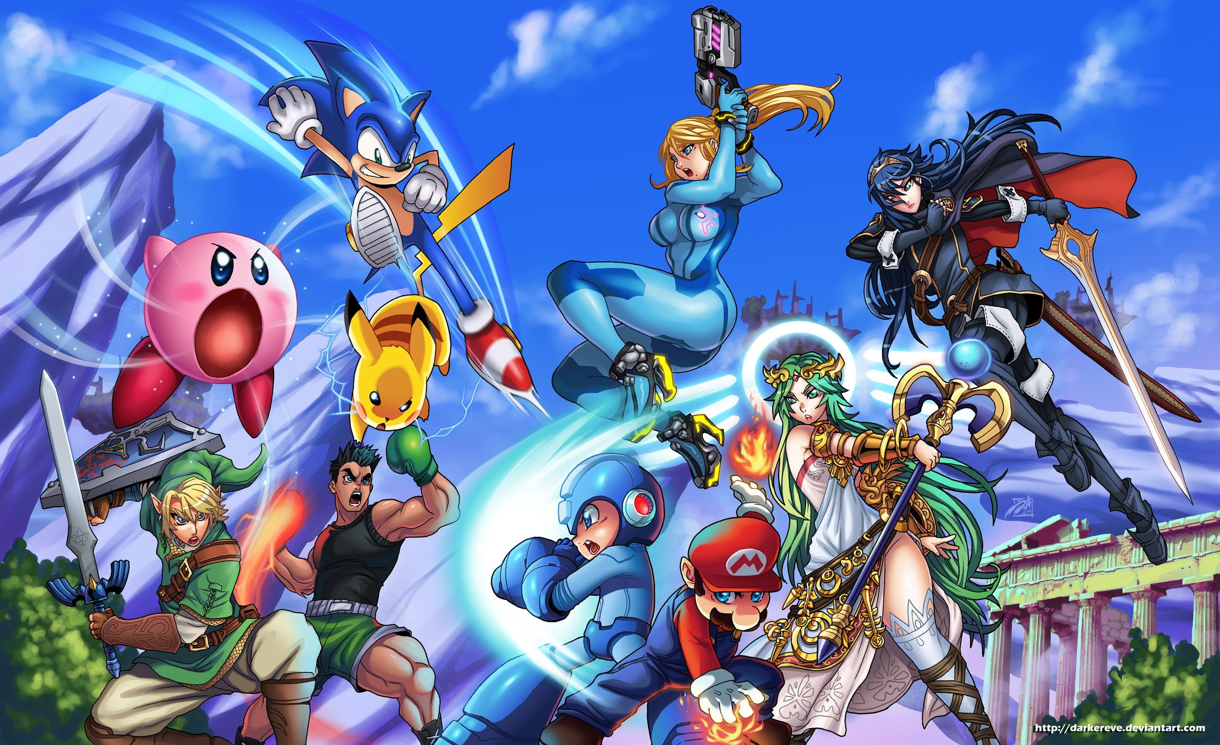 1080P, hedgehog, super, kirby, bros, sonic, samus, mario, (character), tagme, aran, (zelda), the, link, pikachu, smash, HD Wallpaper