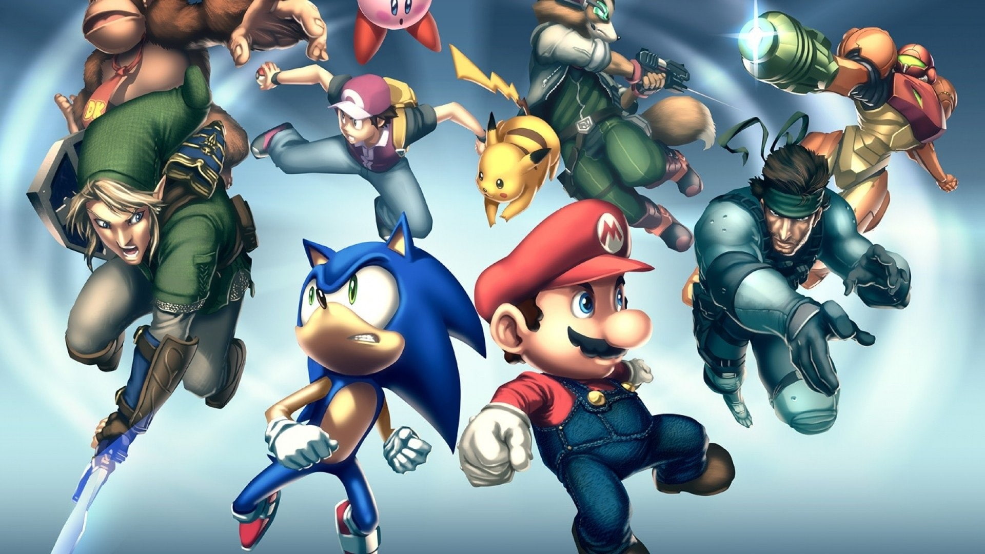 Mario, Sonic the Hedgehog, Donkey Kong, Super Smash Bros. Brawl, Nintendo, Link, 1080P, Samus Aran, Super Smash Bros., HD Wallpaper